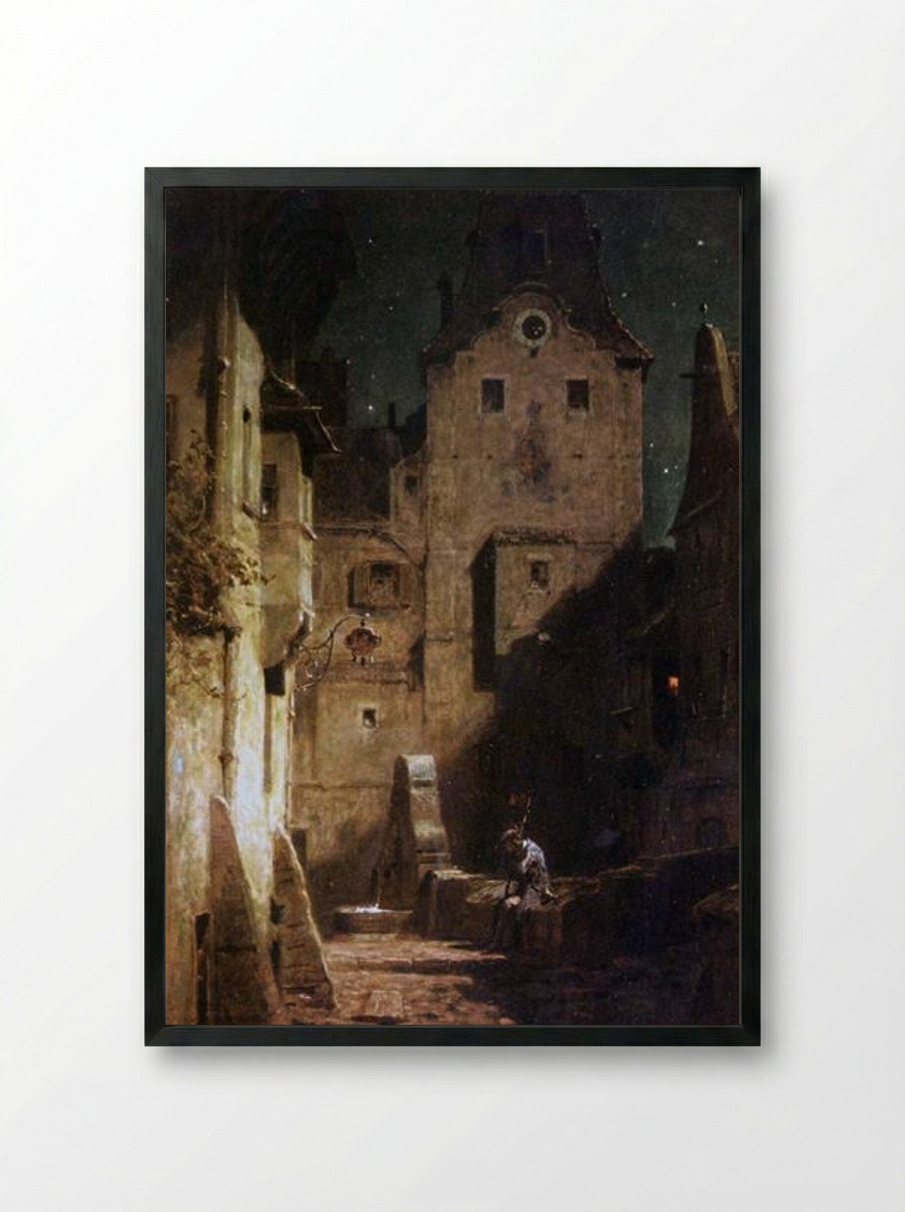The Night Watchman - Carl Spitzweg - Framed Print Black