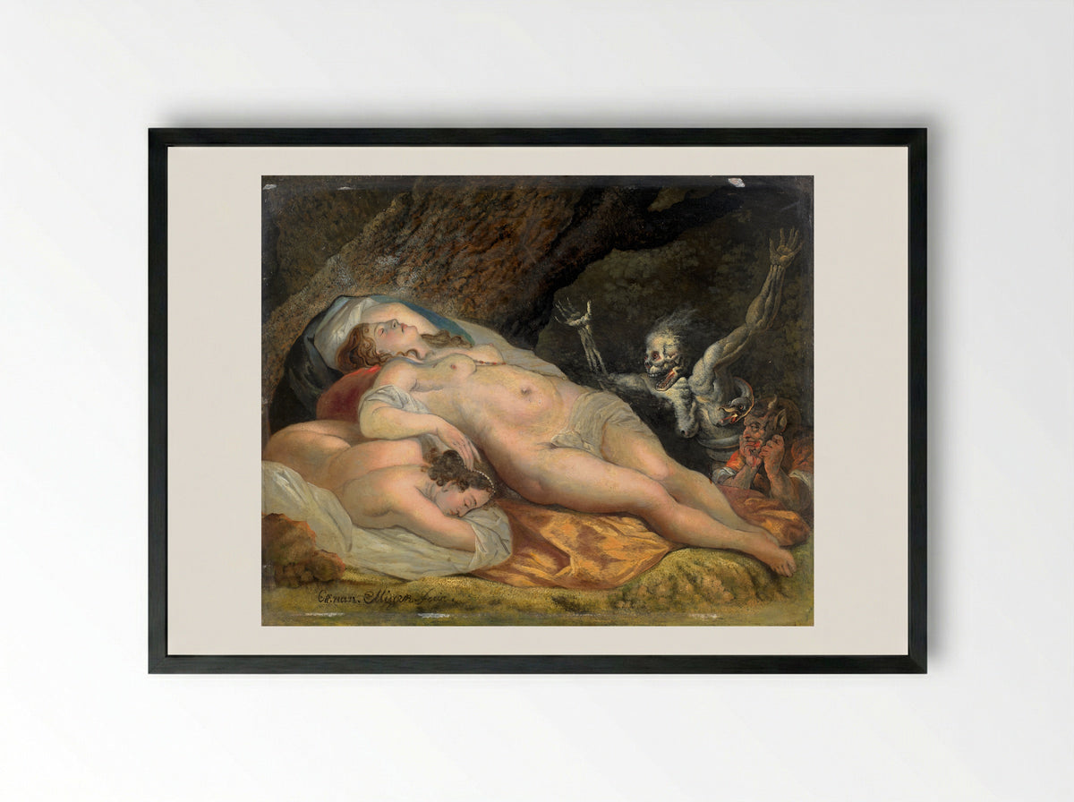 The Nightmare (Study) - Johann Heinrich Füssli - Framed Print Black
