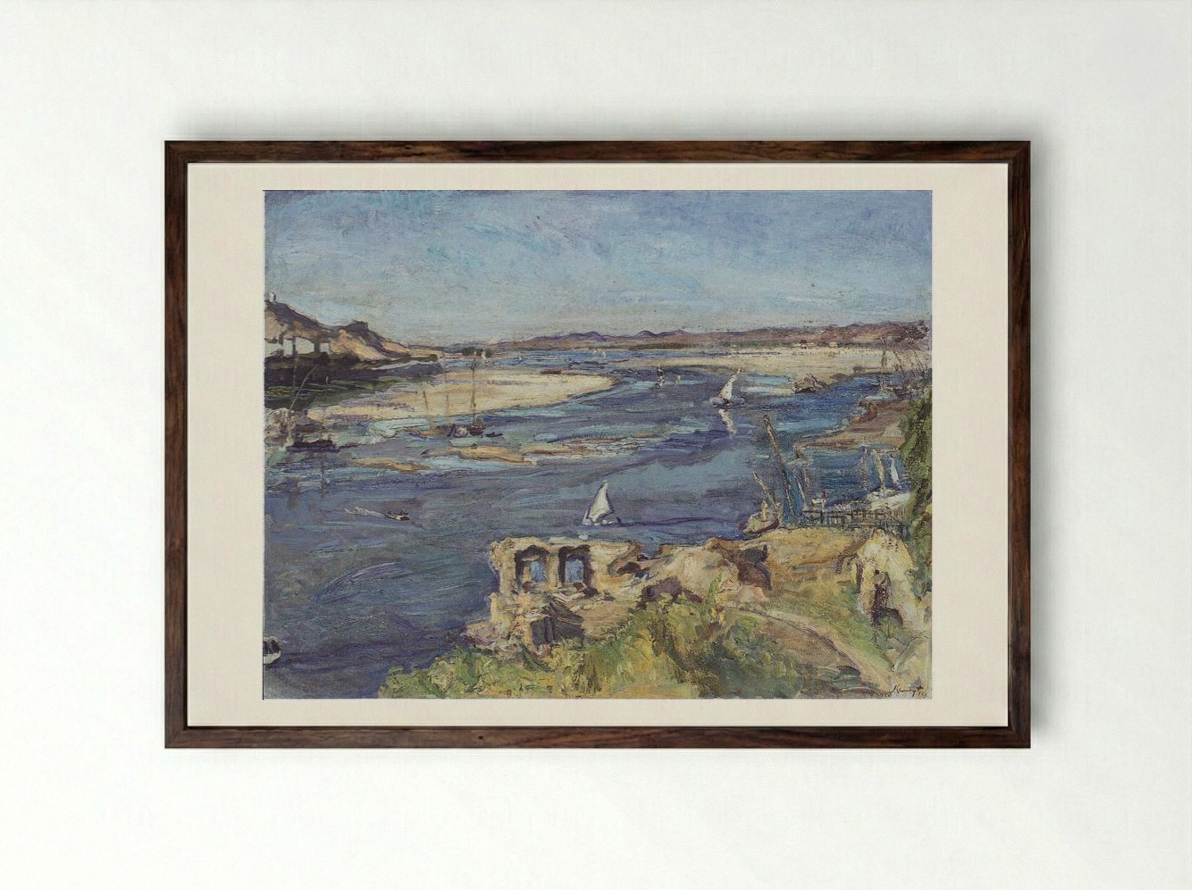 The Nile at Aswan - Max Slevogt - Framed Print Dark Wood