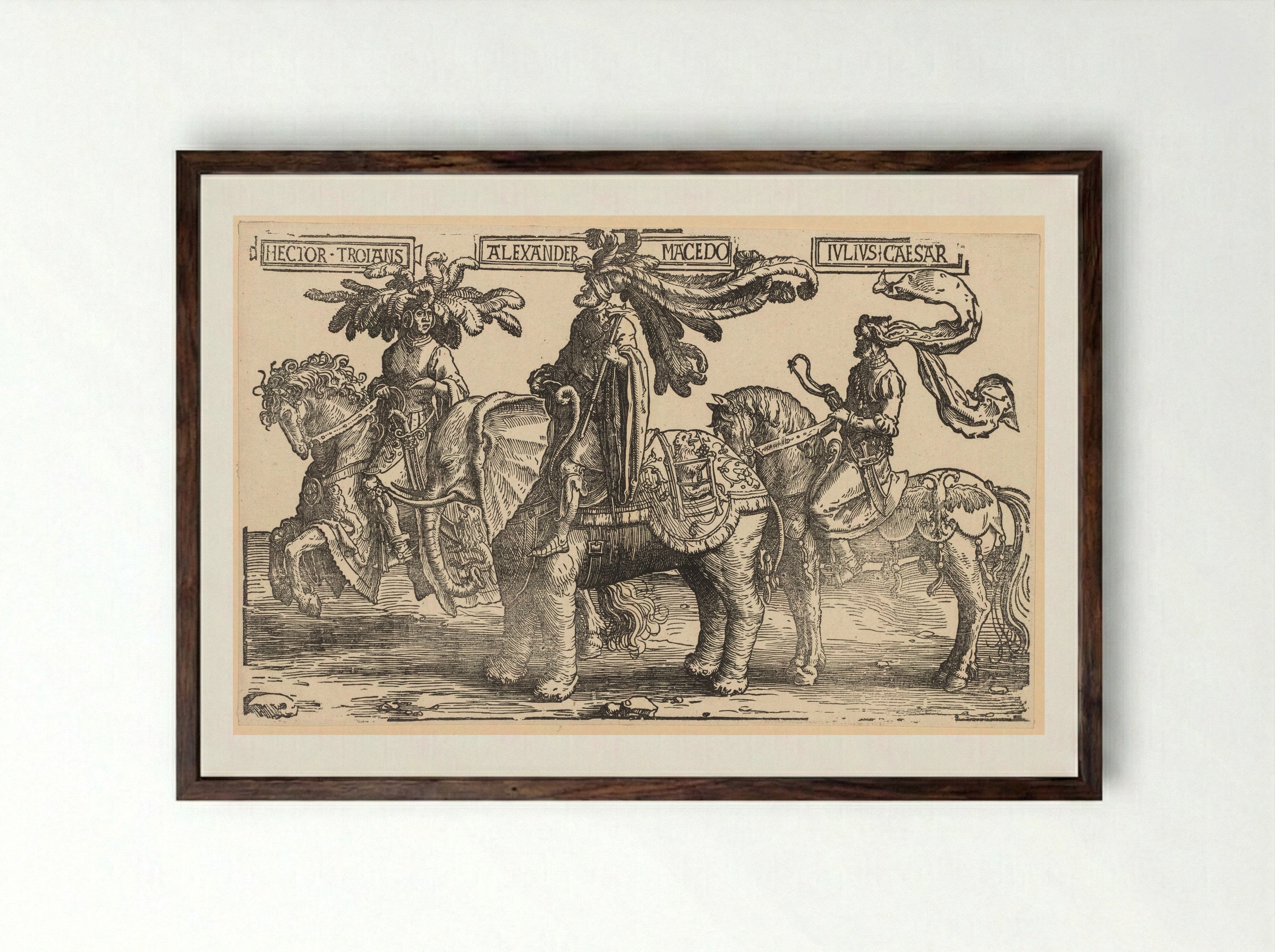 The Nine Heroes - Lucas van Leyden - Framed Print Dark Wood
