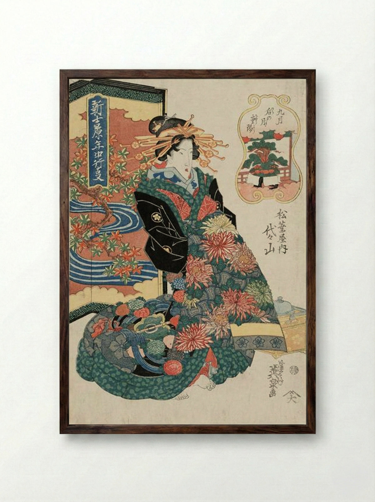 The Ninth Month, Chôyô - Keisai Eisen - Framed Print Dark Wood