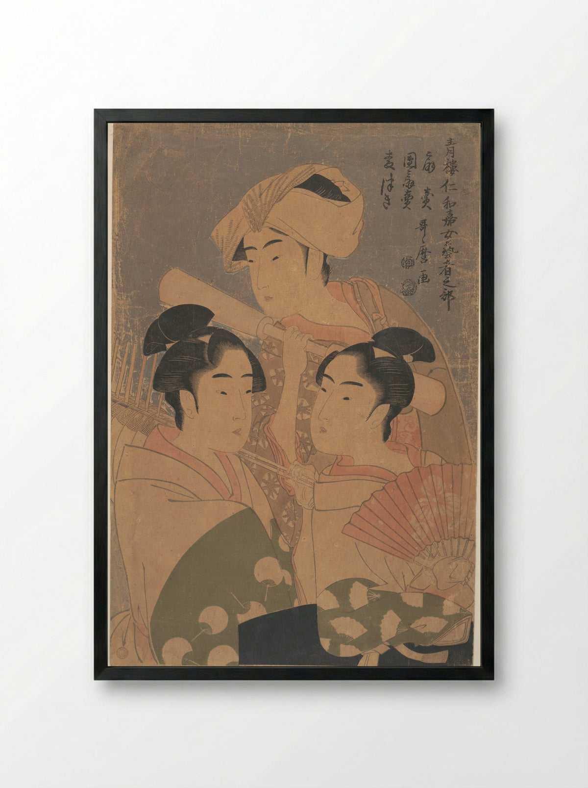 The Niwaka Performers - Kitagawa Utamaro - Framed Print Black