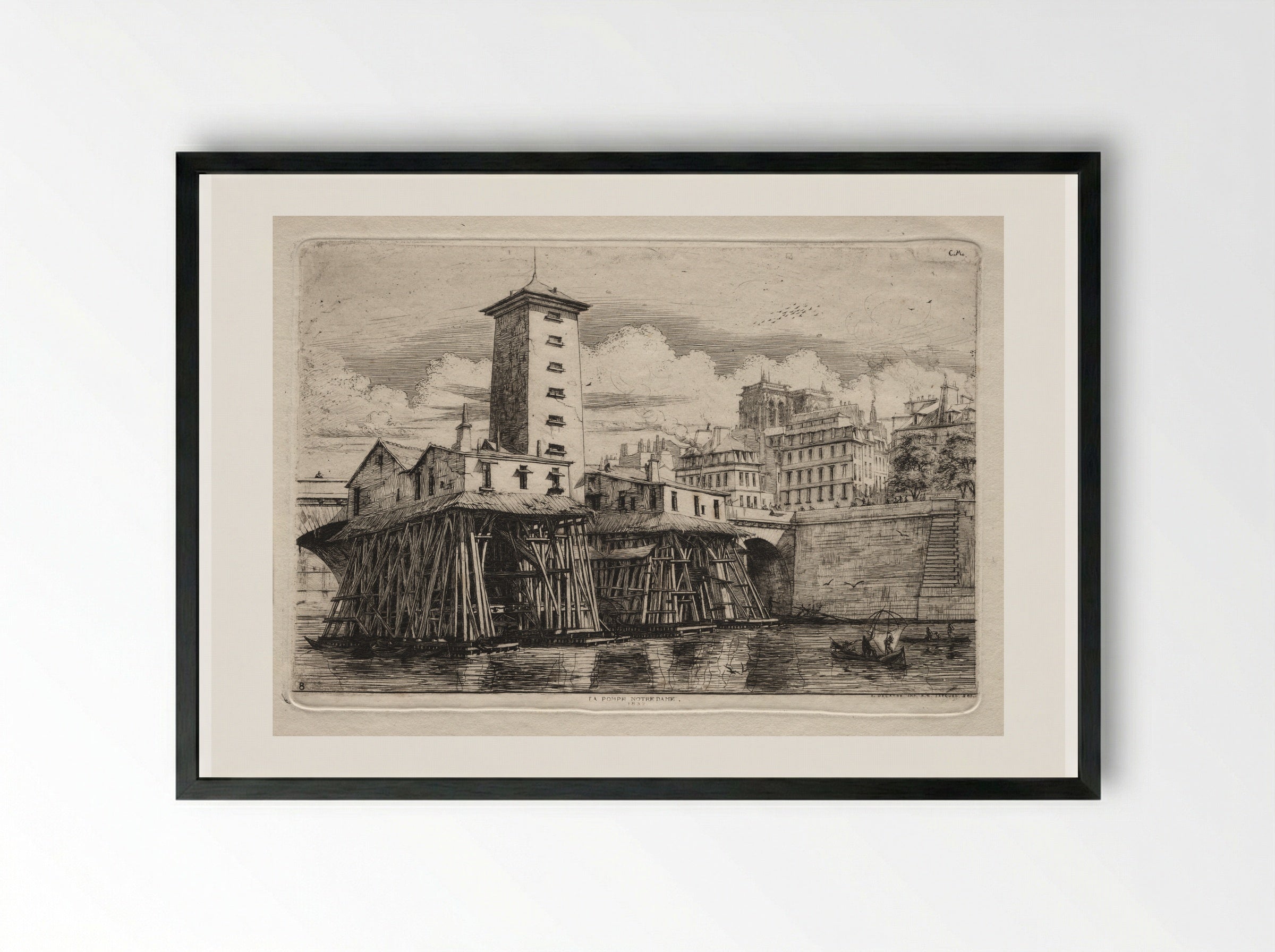 The Notre-Dame Pump - Charles Meryon - Framed Print Black