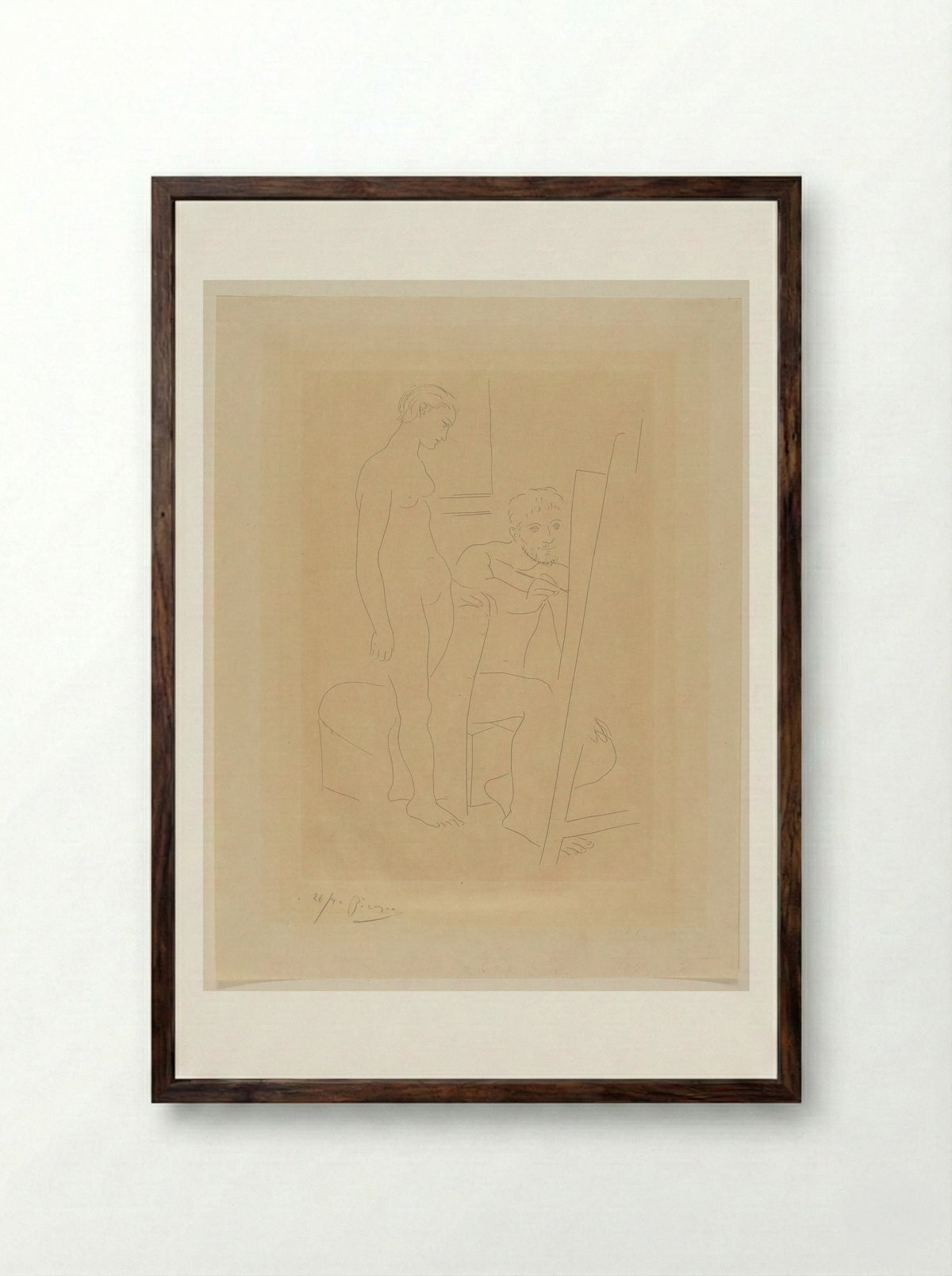 The Nude Model - Pablo Picasso - Framed Print Dark Wood