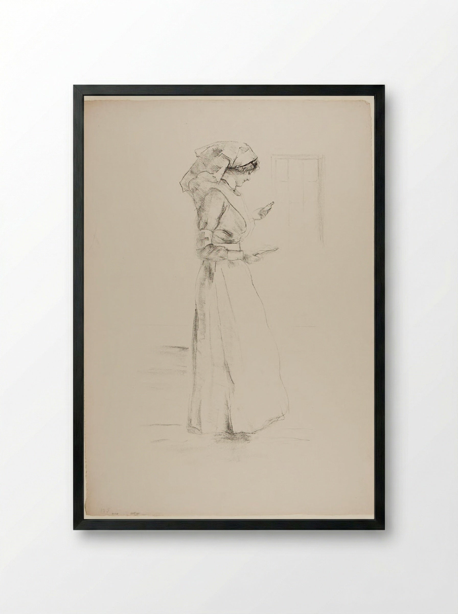 The Nurse - Albert Belleroche - Framed Print Black