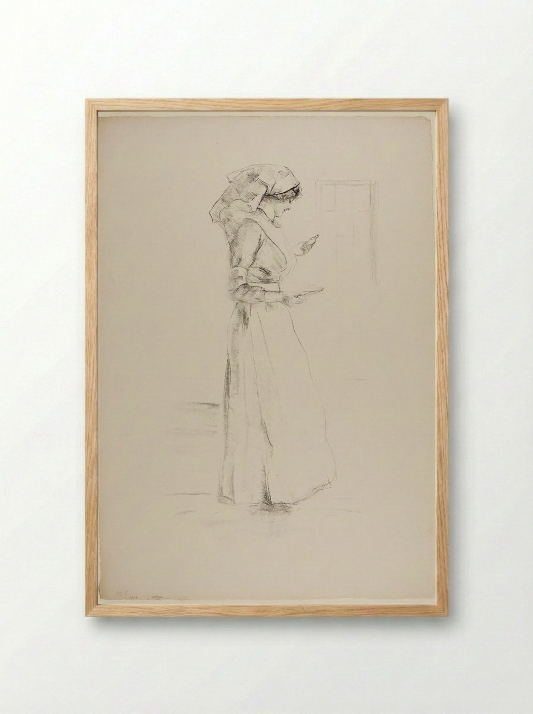 The Nurse - Albert Belleroche - Framed Print Wood