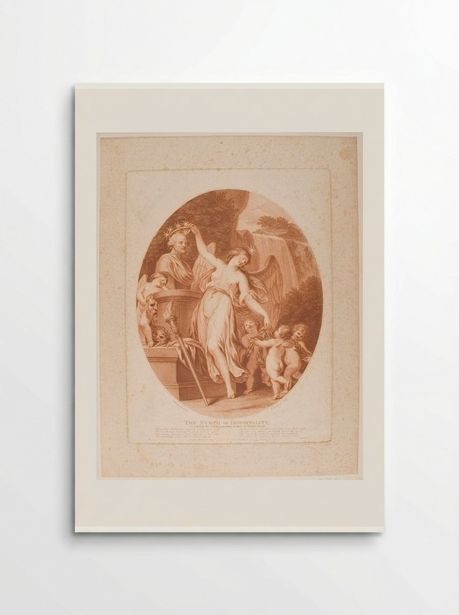 The Nymph of Immortality Attended by the Loves, Crowning the Bust of Shakespear - Francesco Bartolozzi - Poster