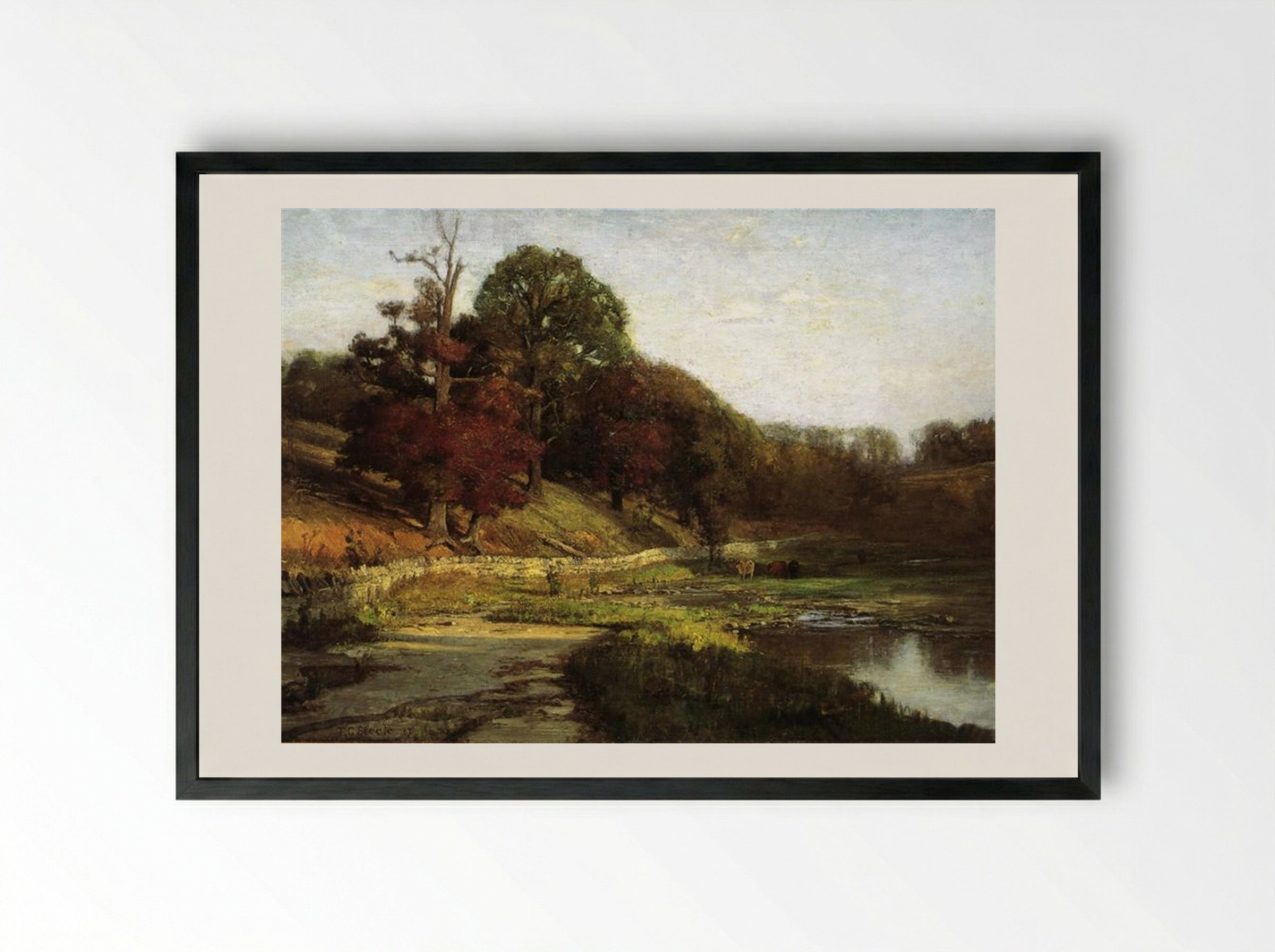 The Oaks of Vernon - T. C. Steele - Framed Print Black