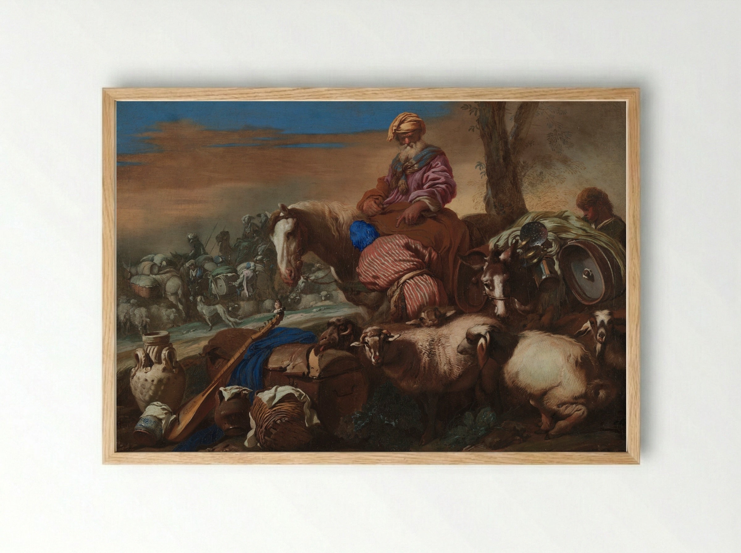 The Oath of Abraham’s Servant - Giovanni Benedetto Castiglione - Framed Print Wood