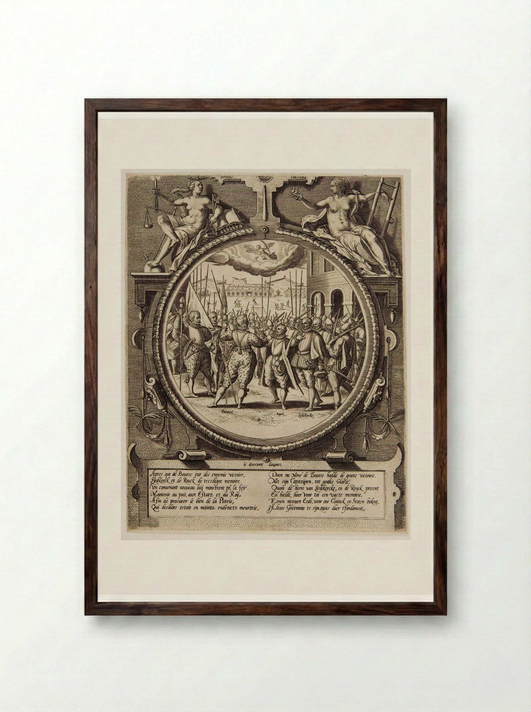 The Oath of Allegiance to the States General - Johannes Wierix - Framed Print Dark Wood
