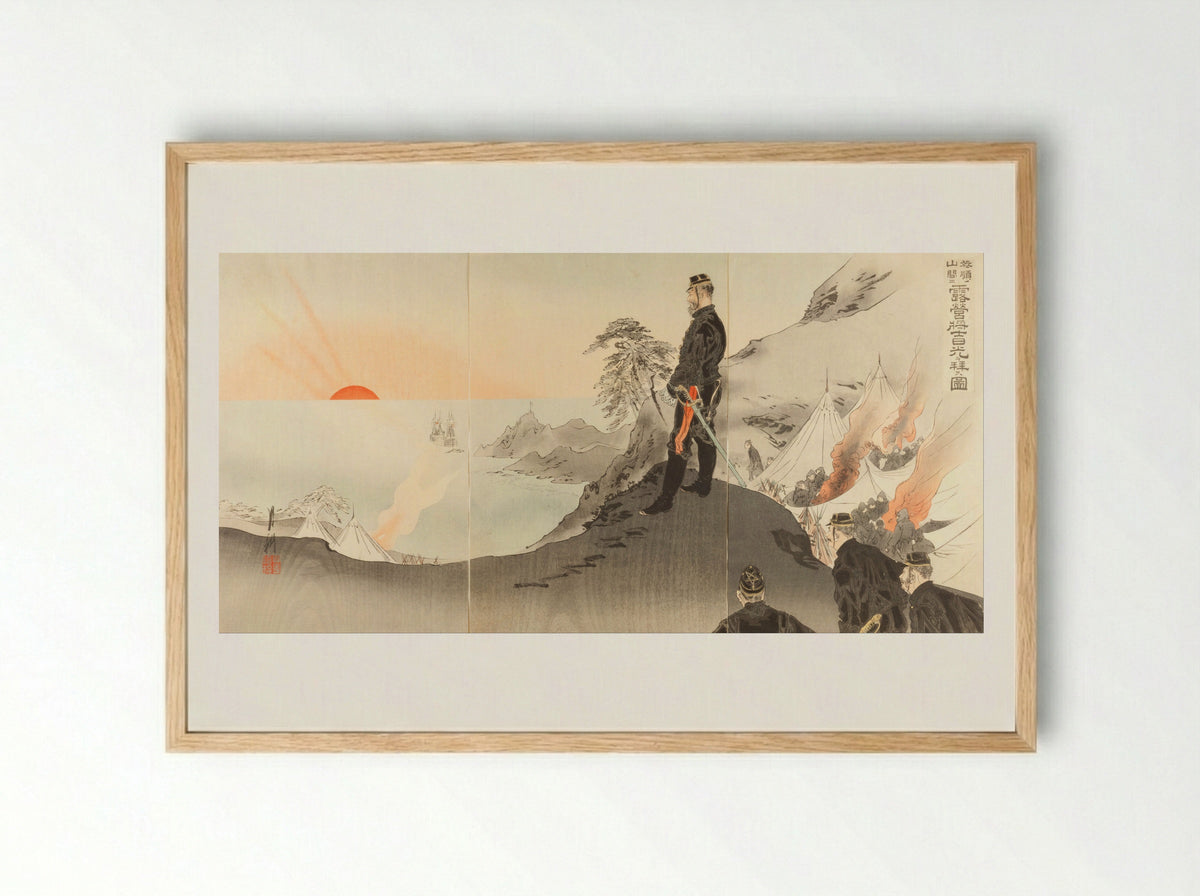 The Occupation of the Battery at Port Arthur - Ogata Gekko - Framed Print Wood
