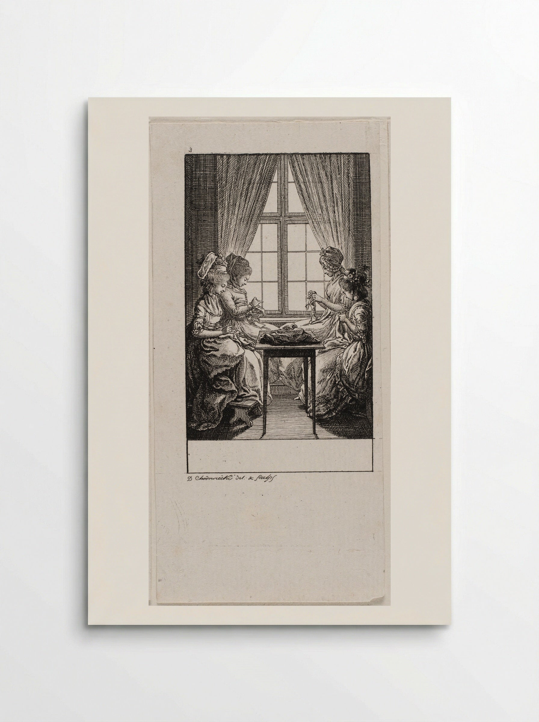The Occupations of Women: Sewing - Daniel Nikolaus Chodowiecki - Poster