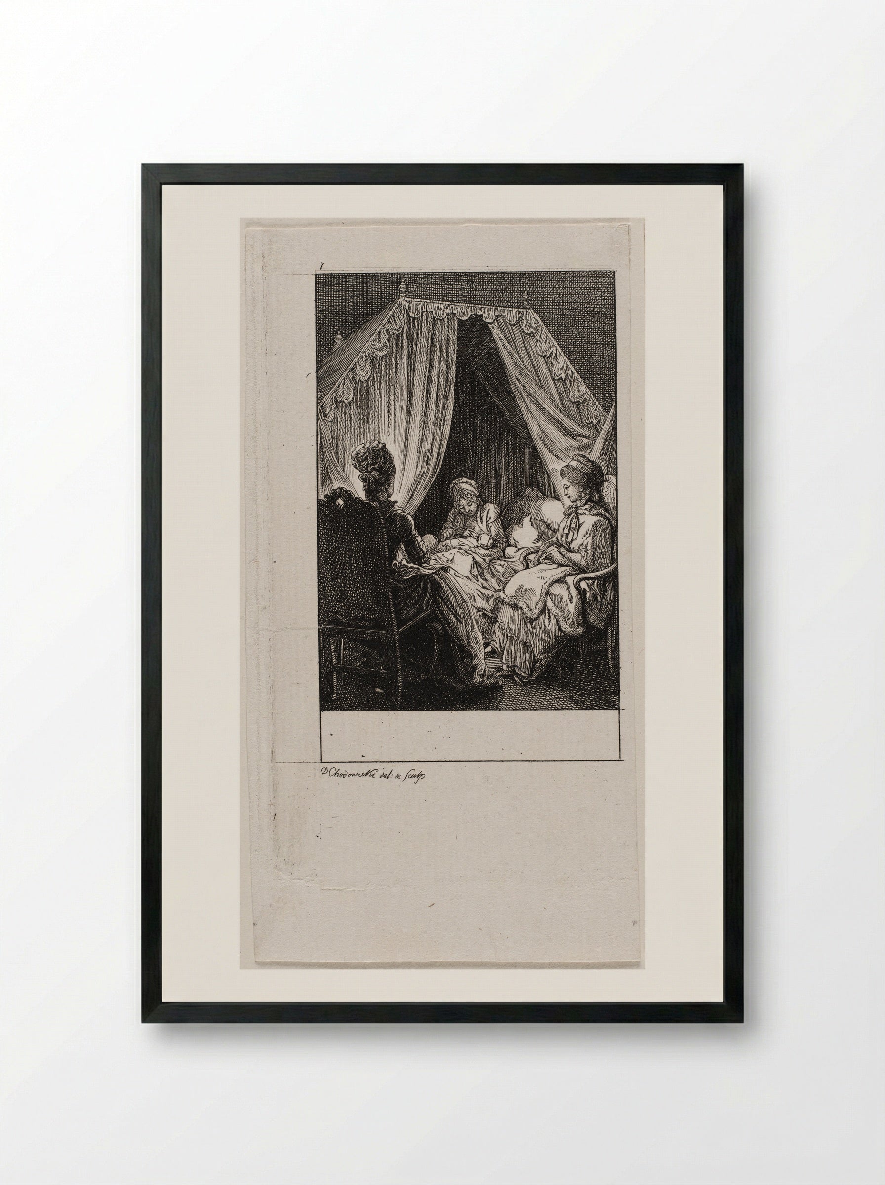 The Occupations of Women: Visiting - Daniel Nikolaus Chodowiecki - Framed Print Black