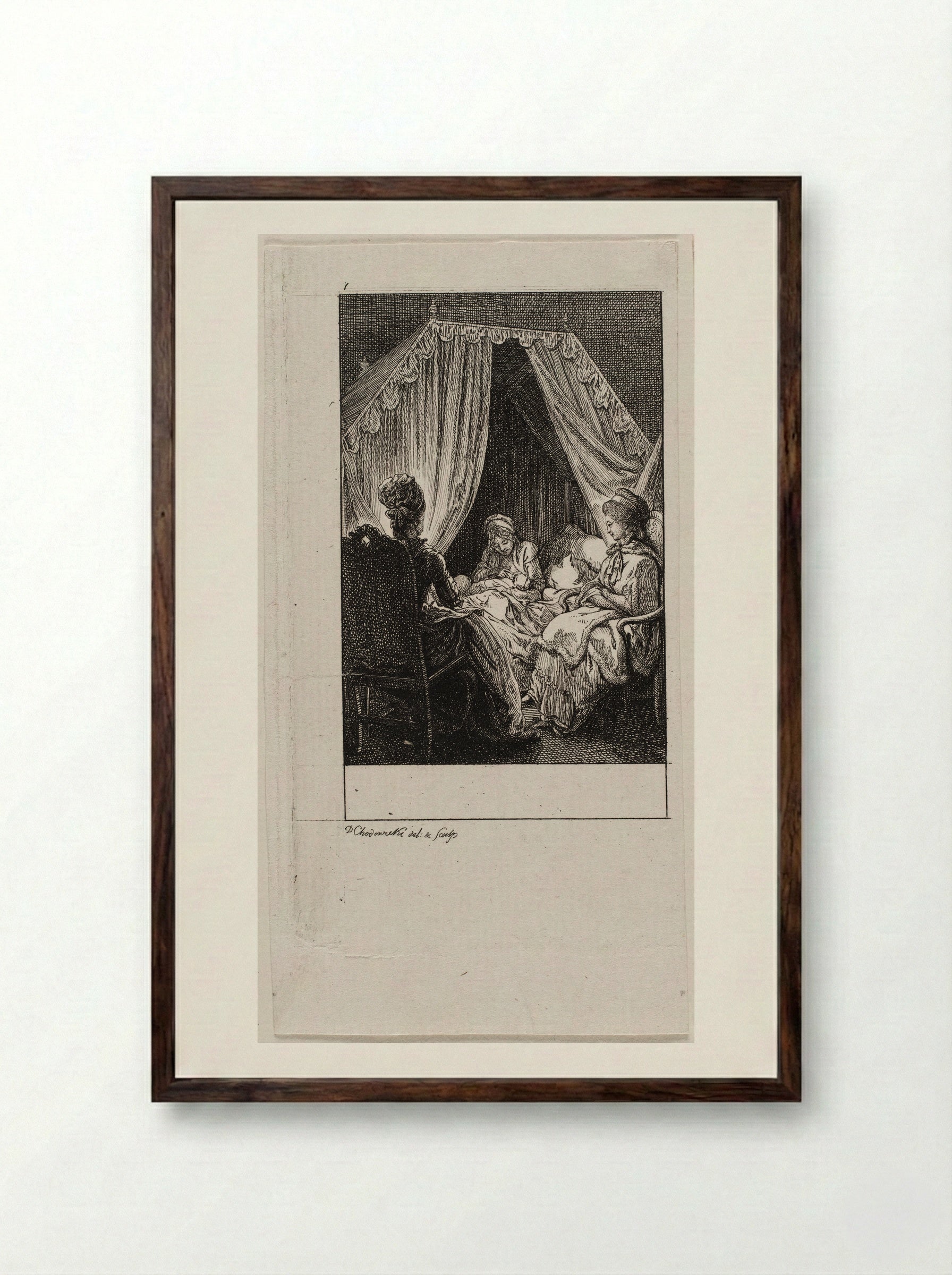 The Occupations of Women: Visiting - Daniel Nikolaus Chodowiecki - Framed Print Dark Wood
