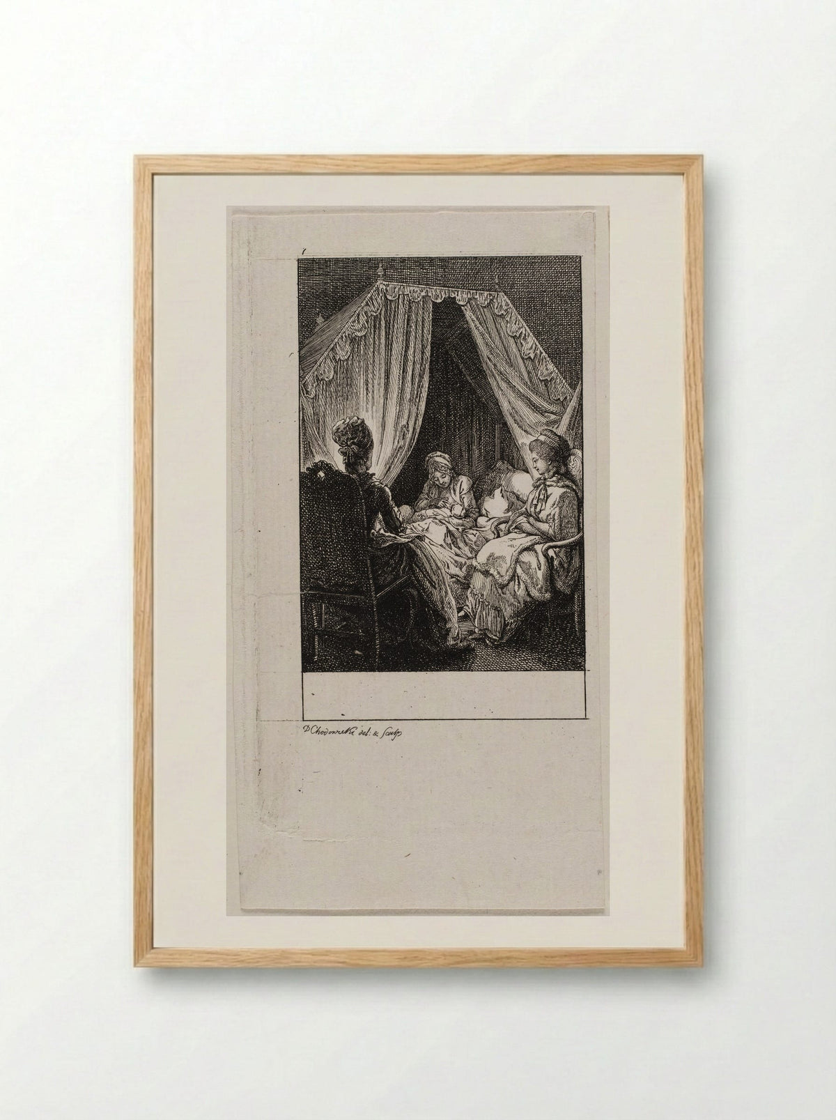 The Occupations of Women: Visiting - Daniel Nikolaus Chodowiecki - Framed Print Wood