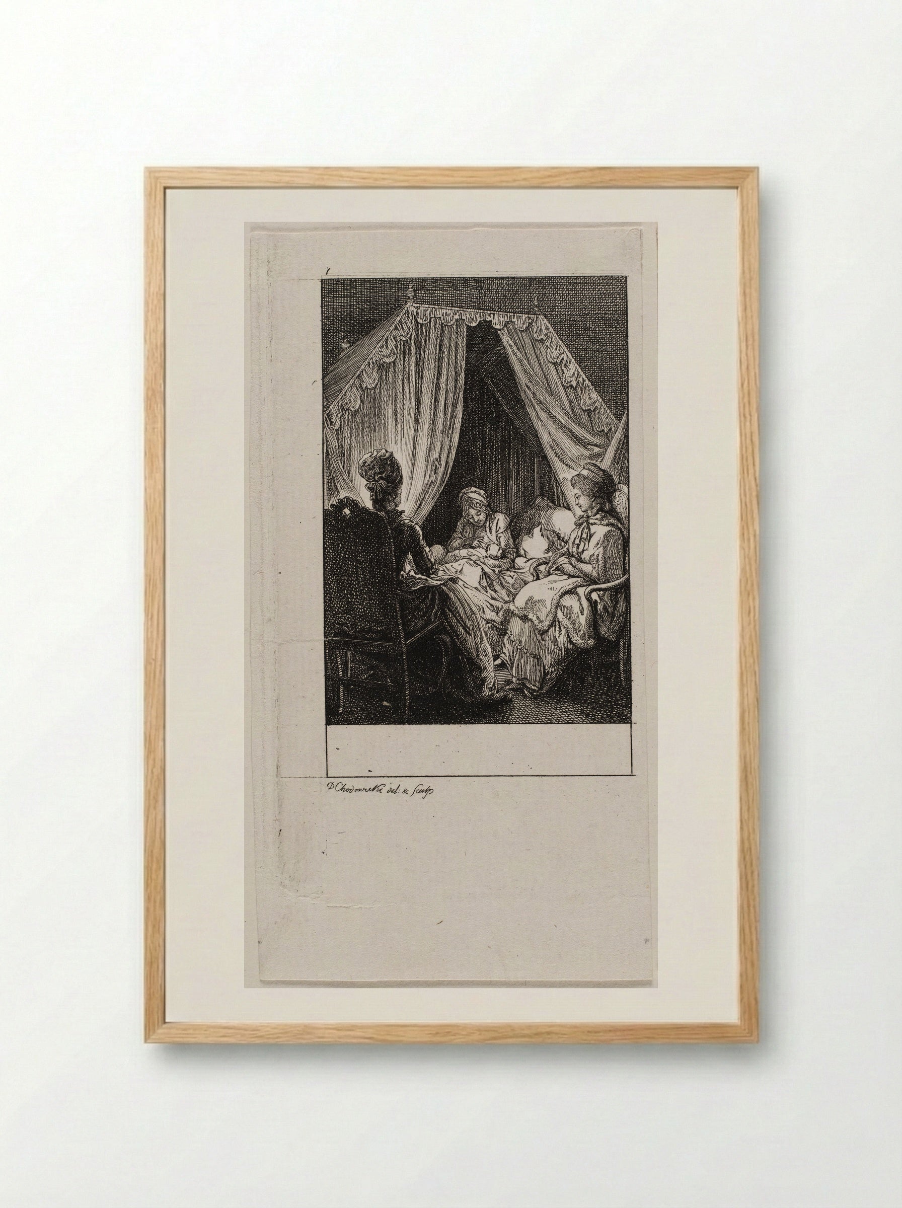 The Occupations of Women: Visiting - Daniel Nikolaus Chodowiecki - Framed Print Wood