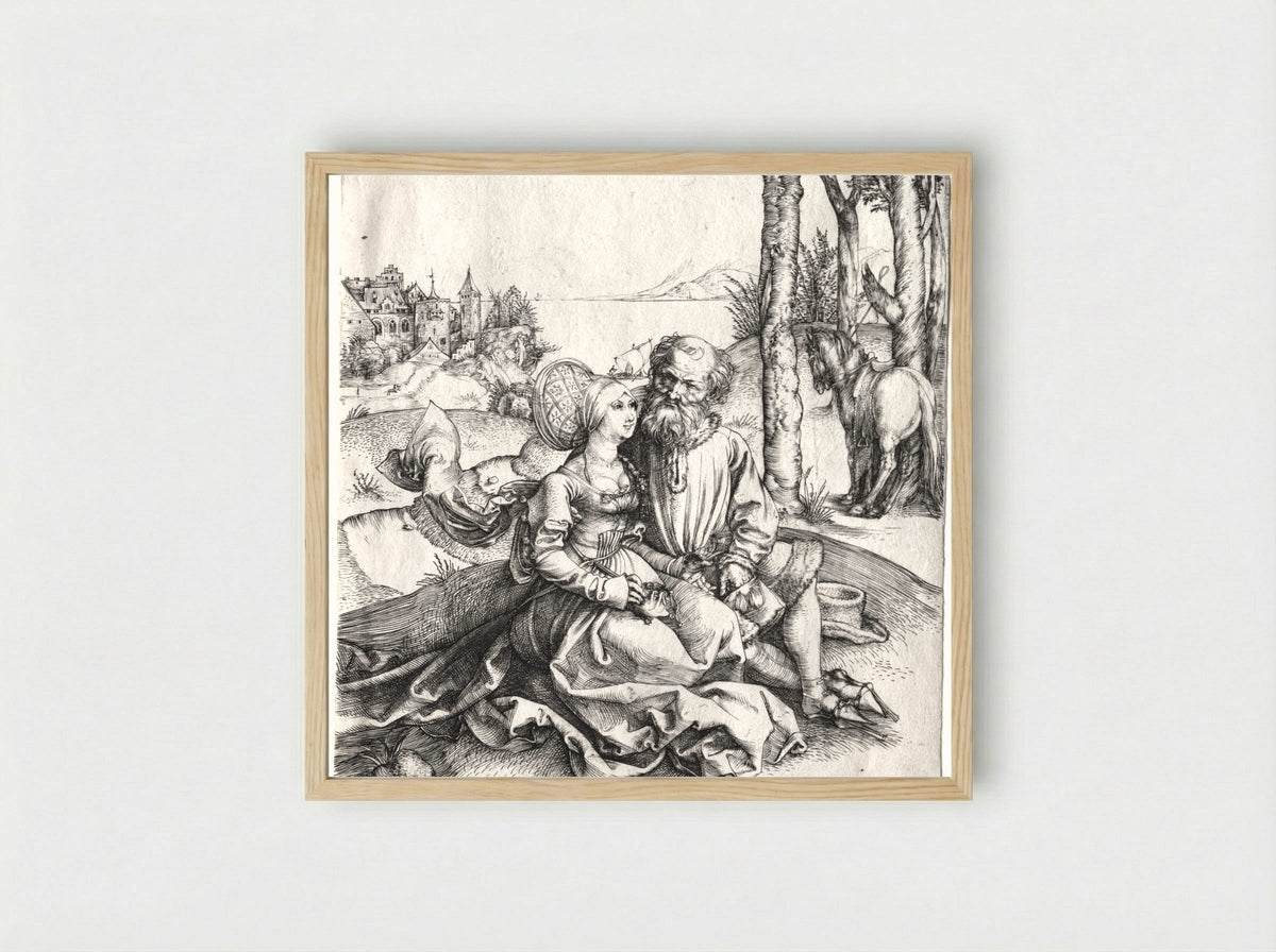 The Offer of Love (The Ill-Assorted Couple) - Albrecht Dürer - Framed Print Wood