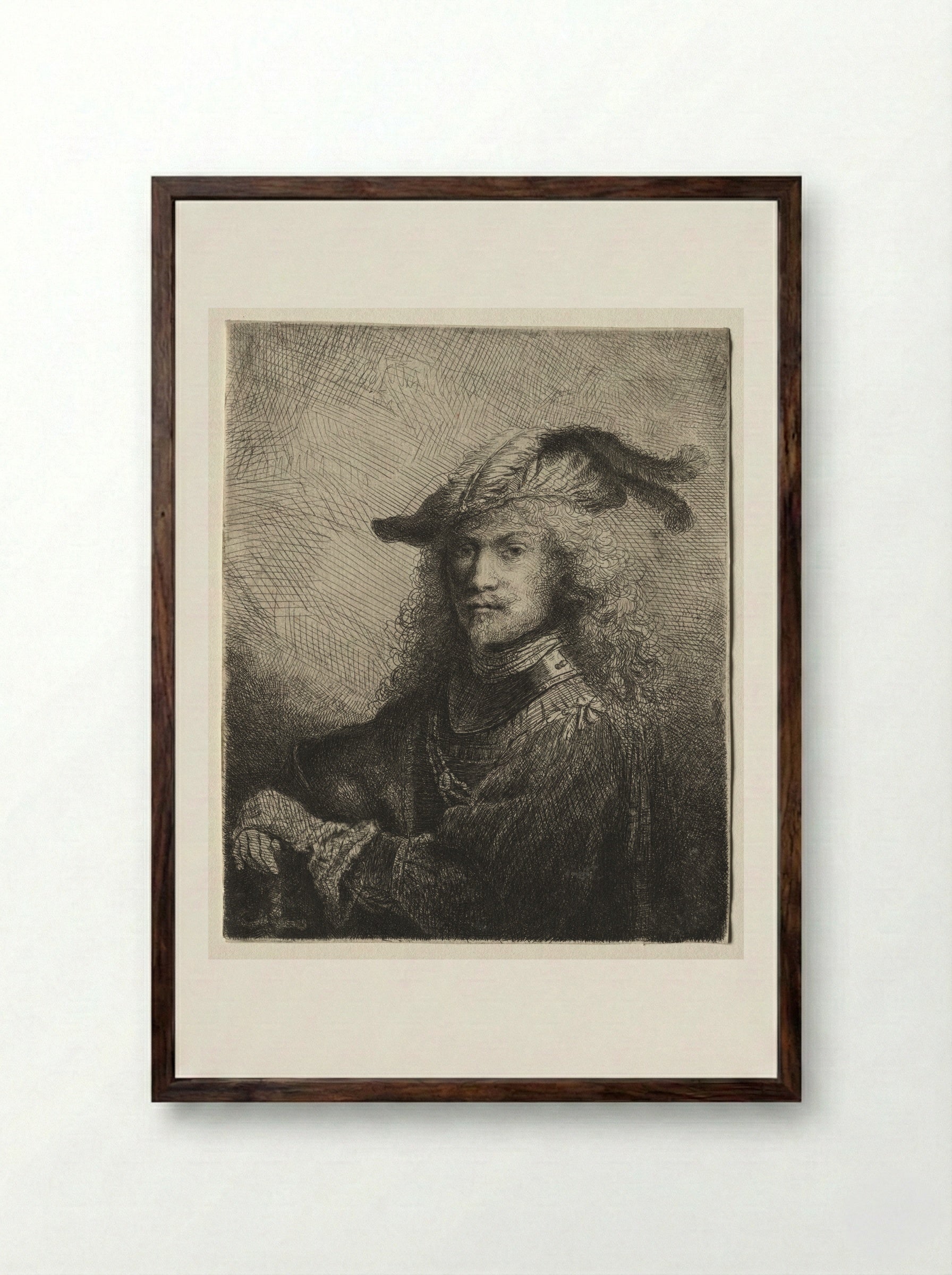 The Officer - Ferdinand Bol - Framed Print Dark Wood