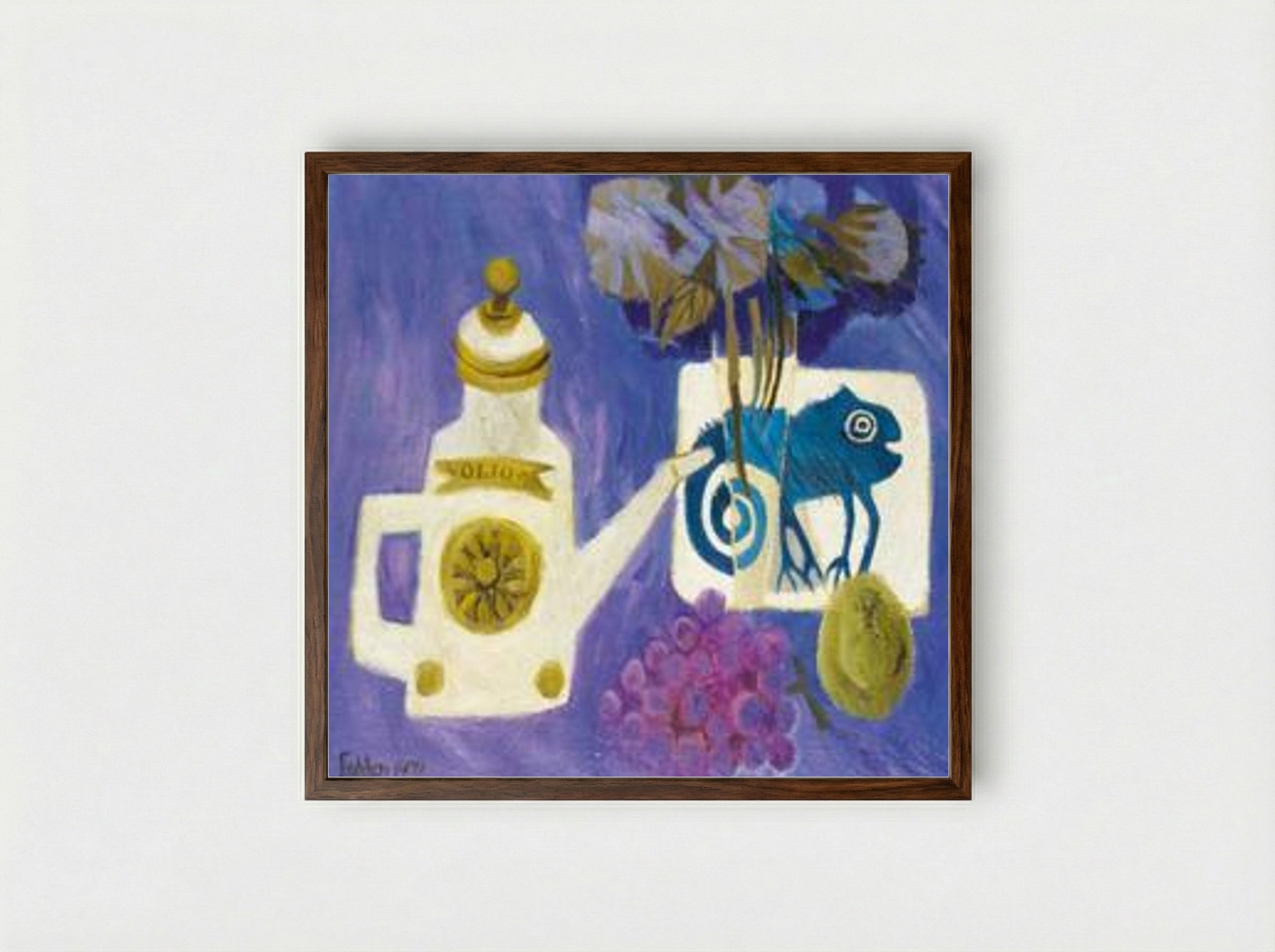 The Oil Can - Mary Fedden - Framed Print Dark Wood