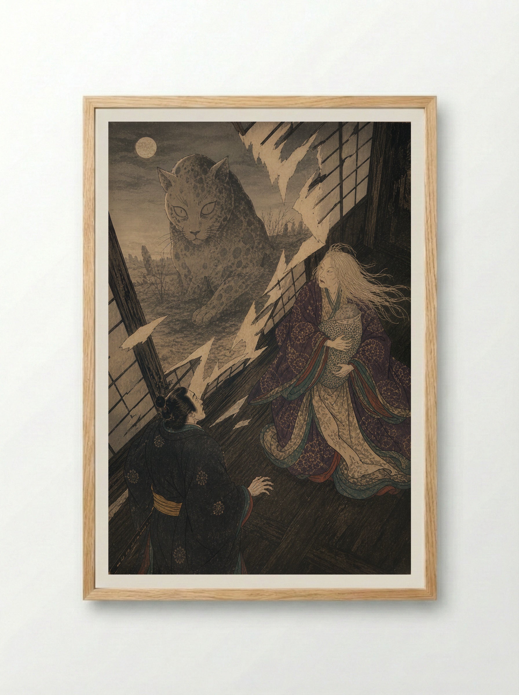 The Okazaki Cat Demon: The Cat-Stone Revealed - Framed Print Wood