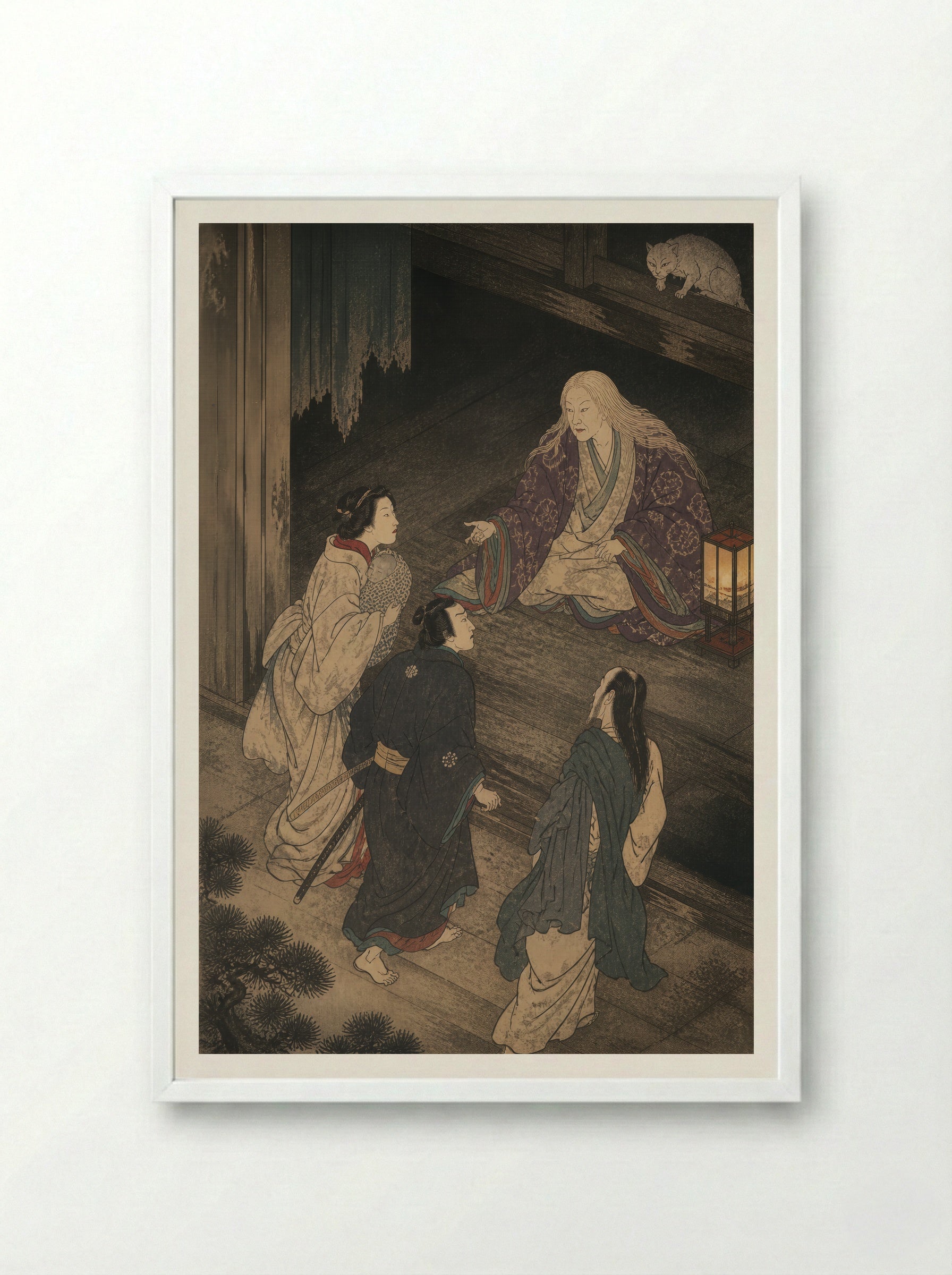 The Okazaki Cat Demon: The False Reunion - Framed Print White