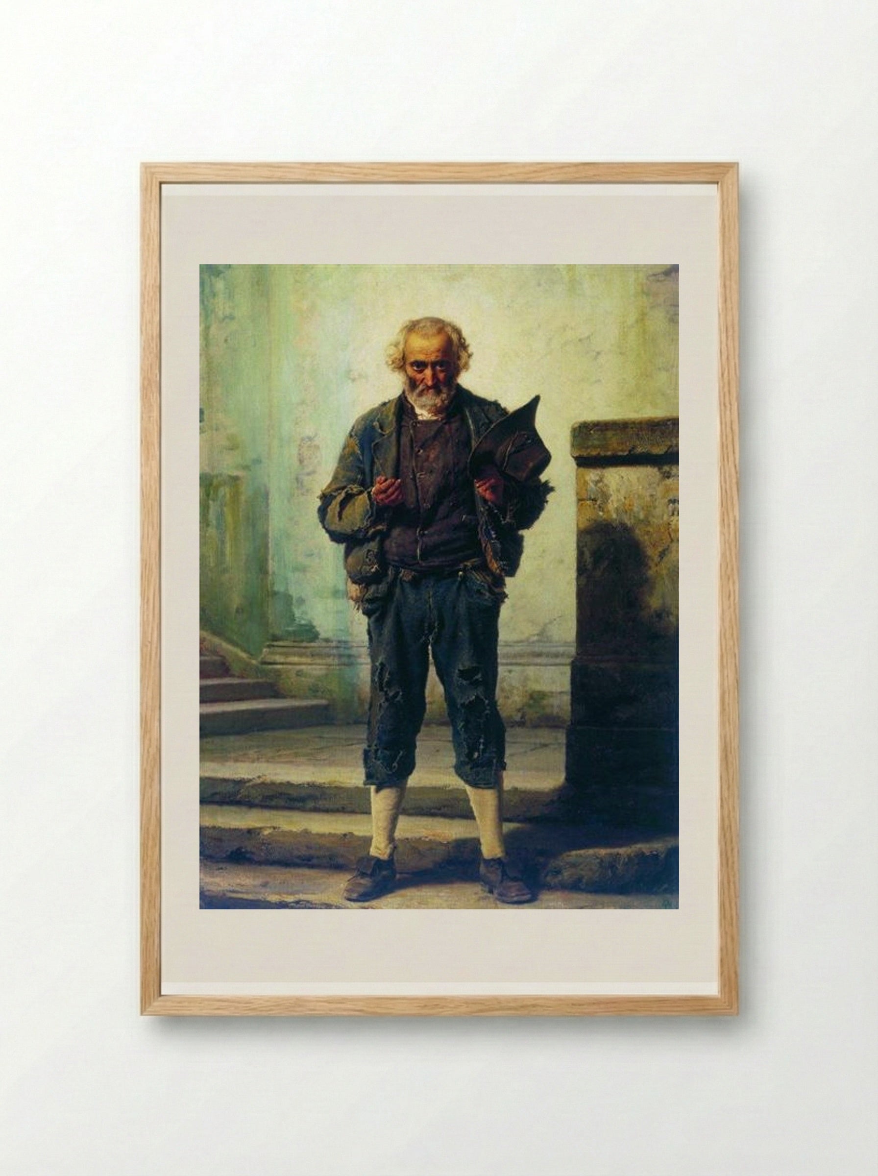 The Old Beggar - Fyodor Bronnikov - Framed Print Wood
