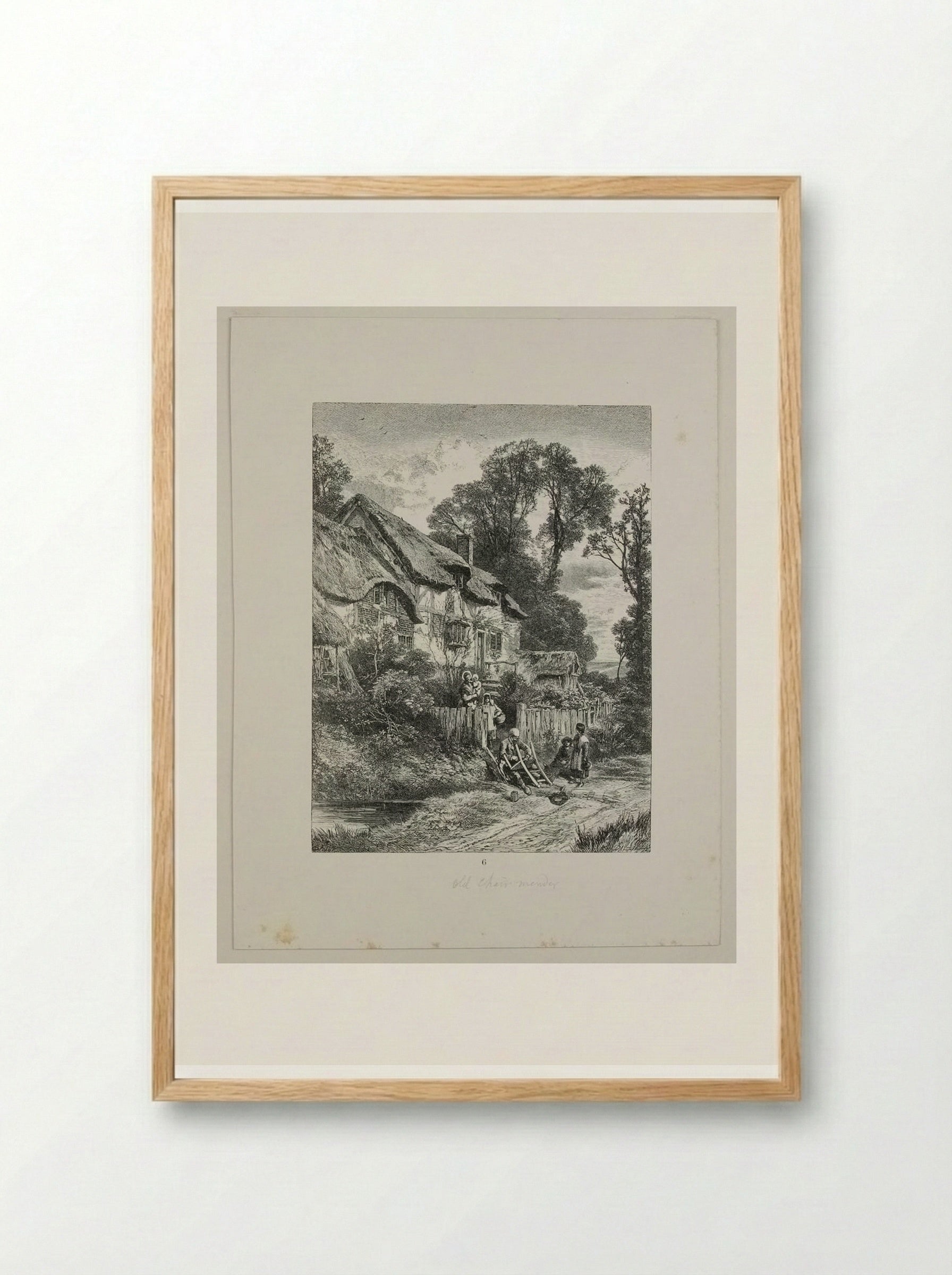 The Old Chair-mender at the Cottage Door - Edward Dalziel - Framed Print Wood