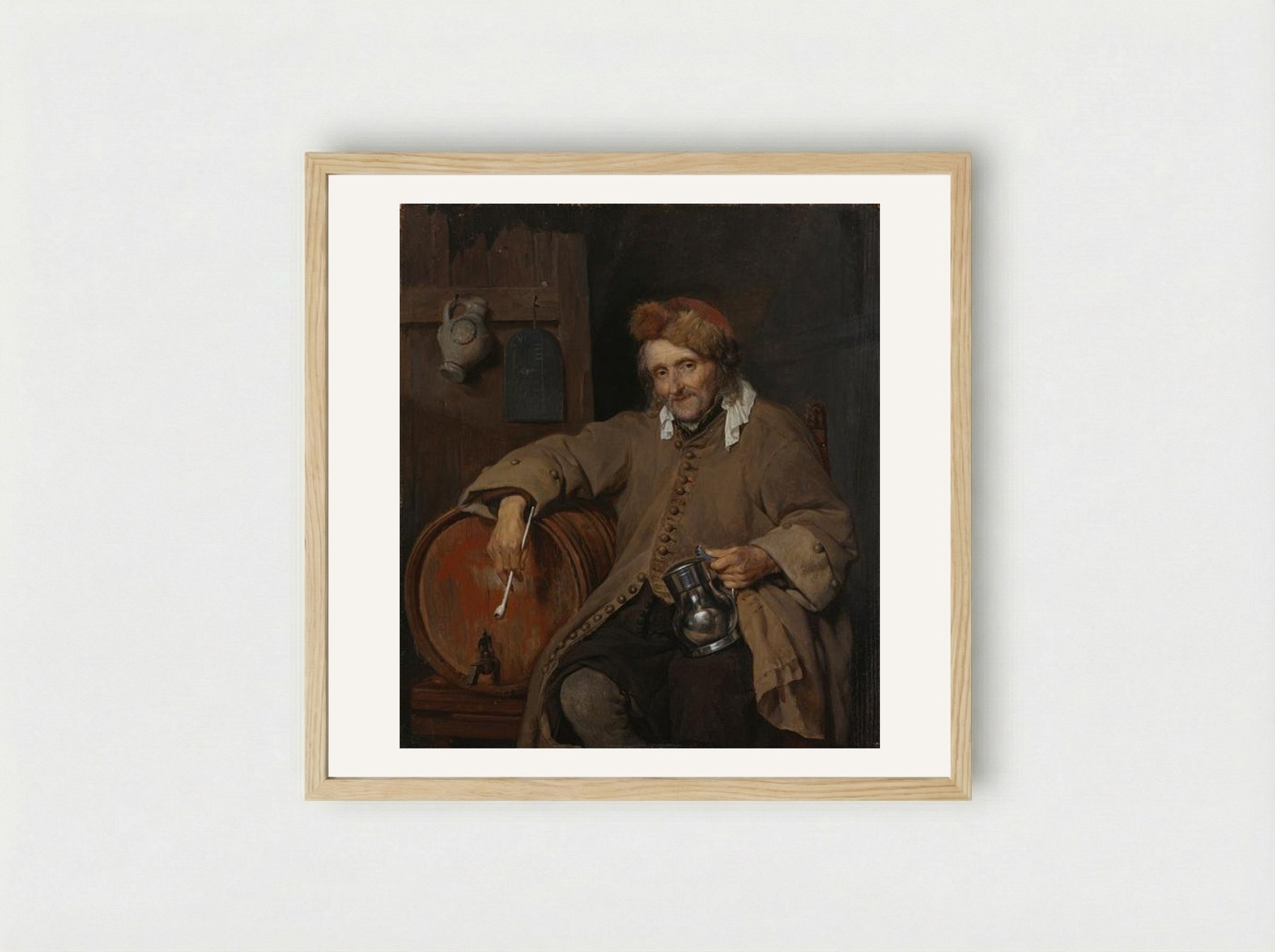 The Old Drinker - Gabriel Metsu - Framed Print Wood