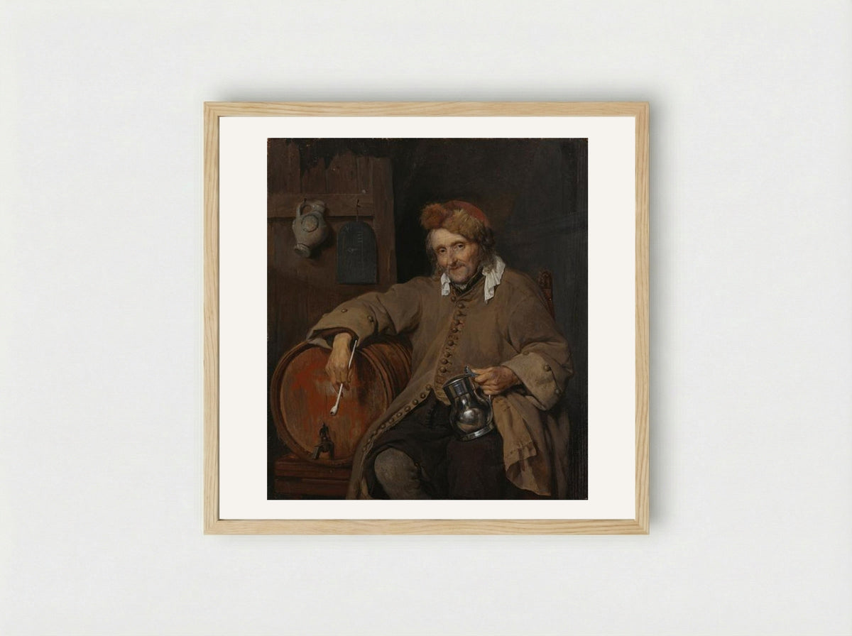 The Old Drinker - Gabriel Metsu - Framed Print Wood