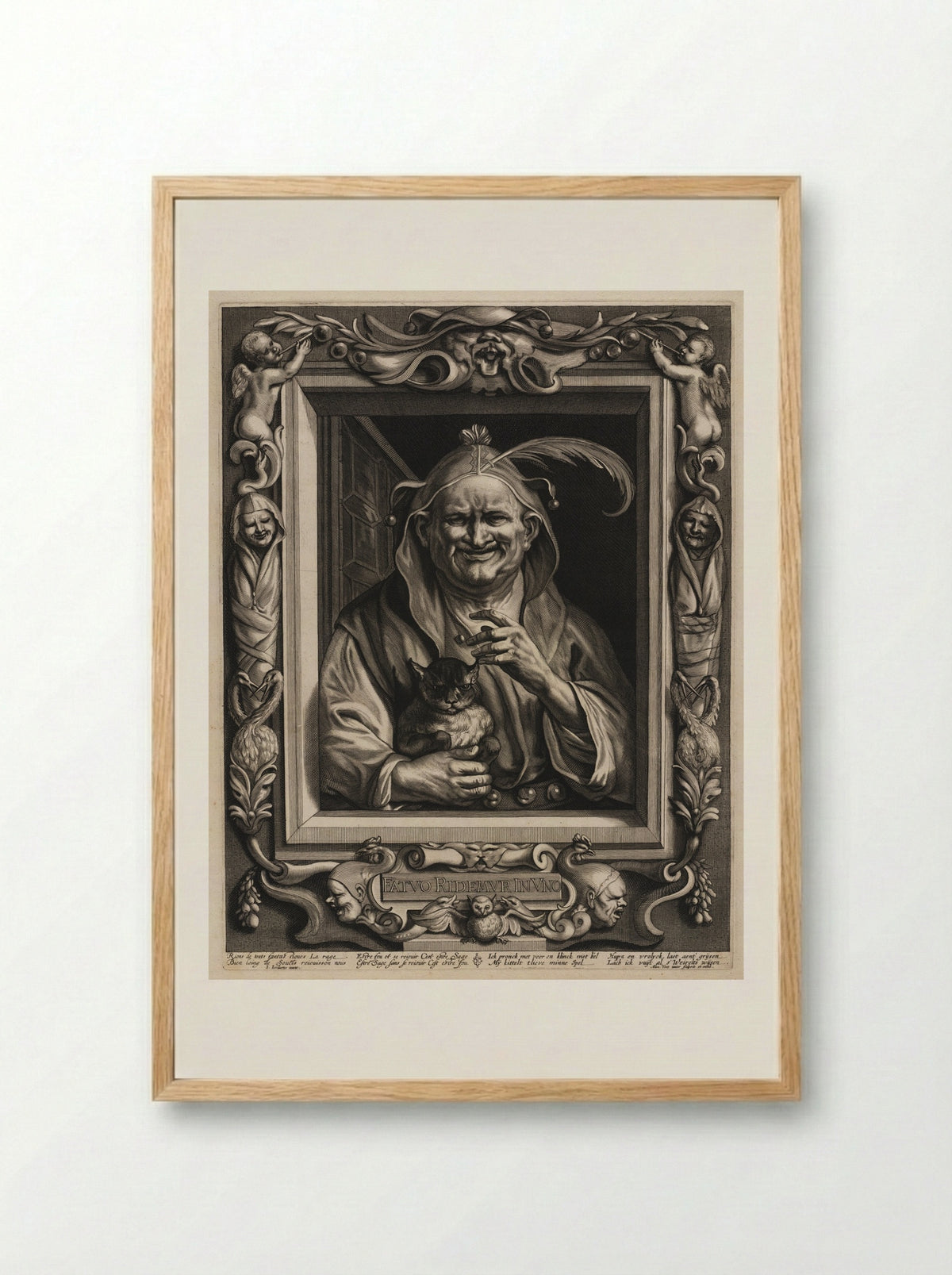 The Old Fool and His Cat - Alexander Voet - Framed Print Wood