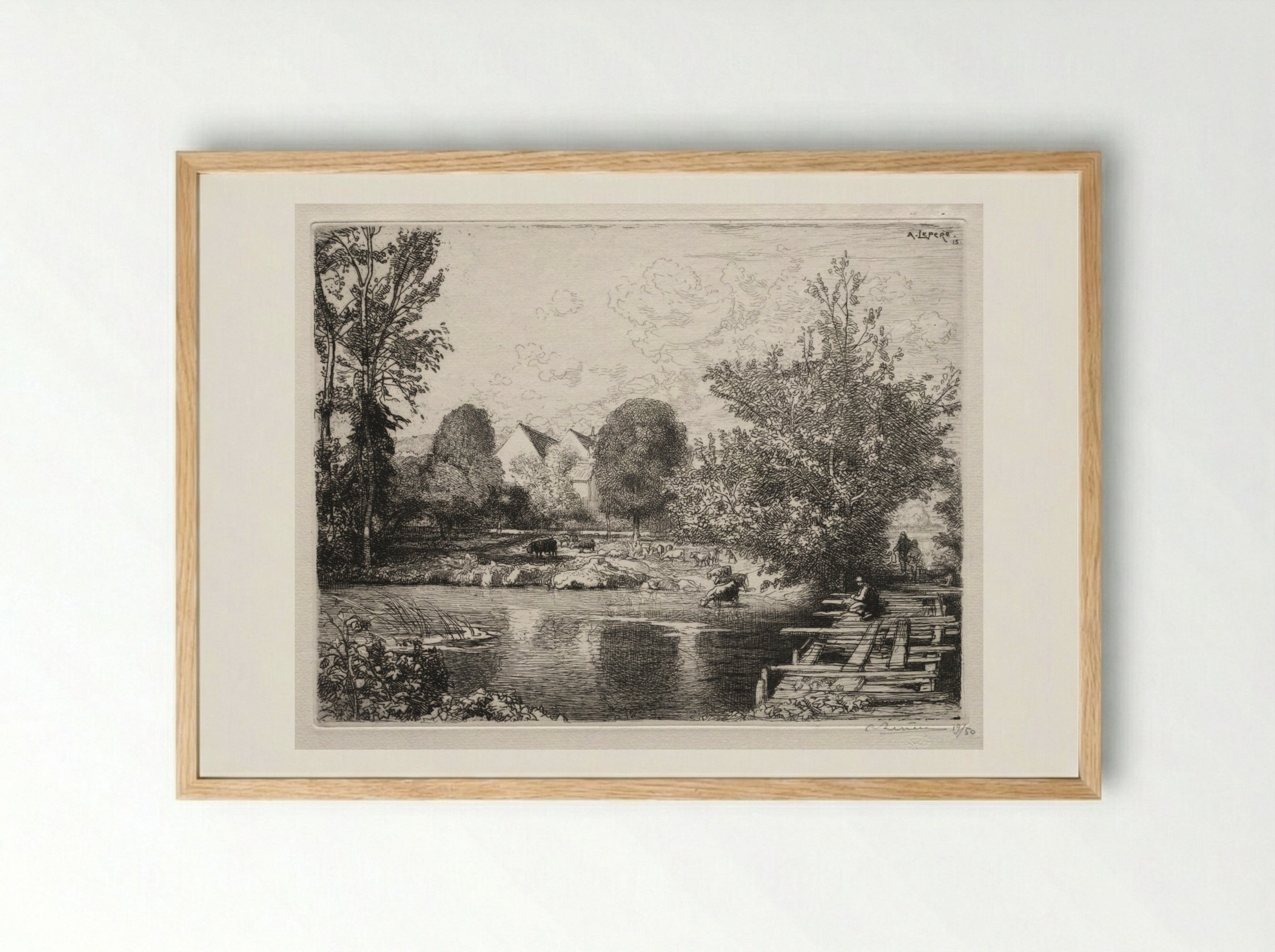 The Old Footbridge - Auguste Louis Lepère - Framed Print Wood