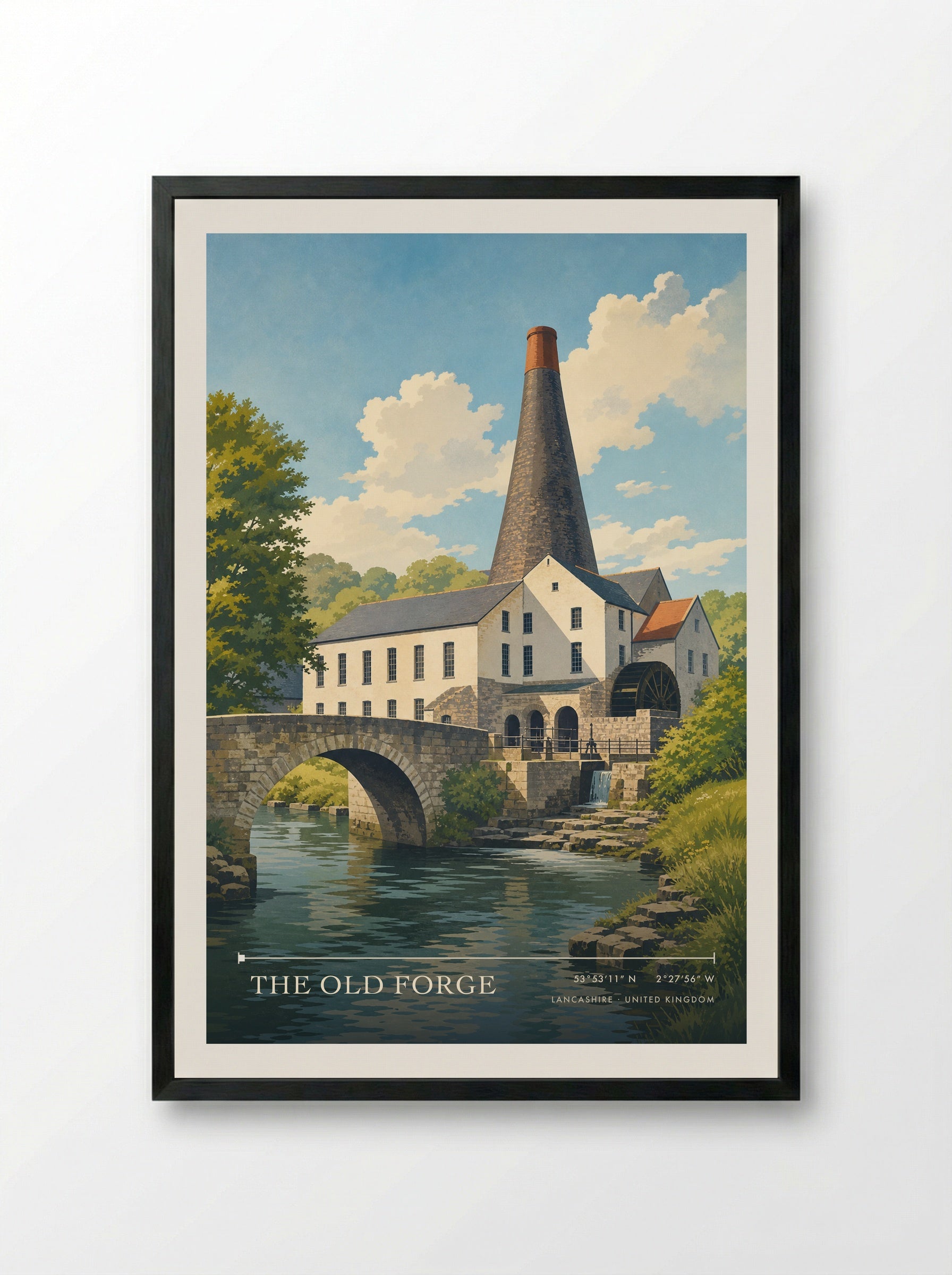 The Old Forge Lancashire United Kingdom Travel Poster - Framed Print Black