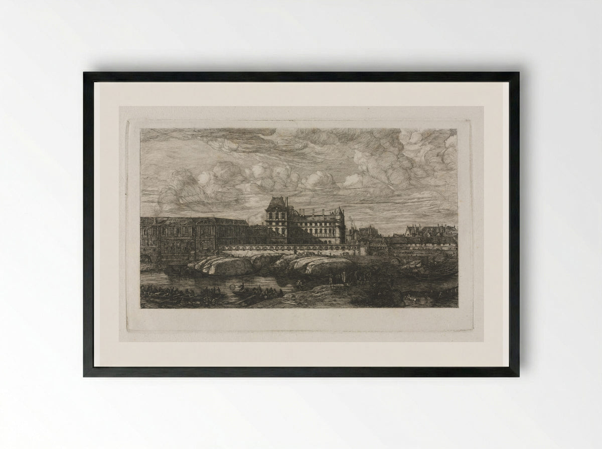 The Old Louvre - Charles Meryon - Framed Print Black