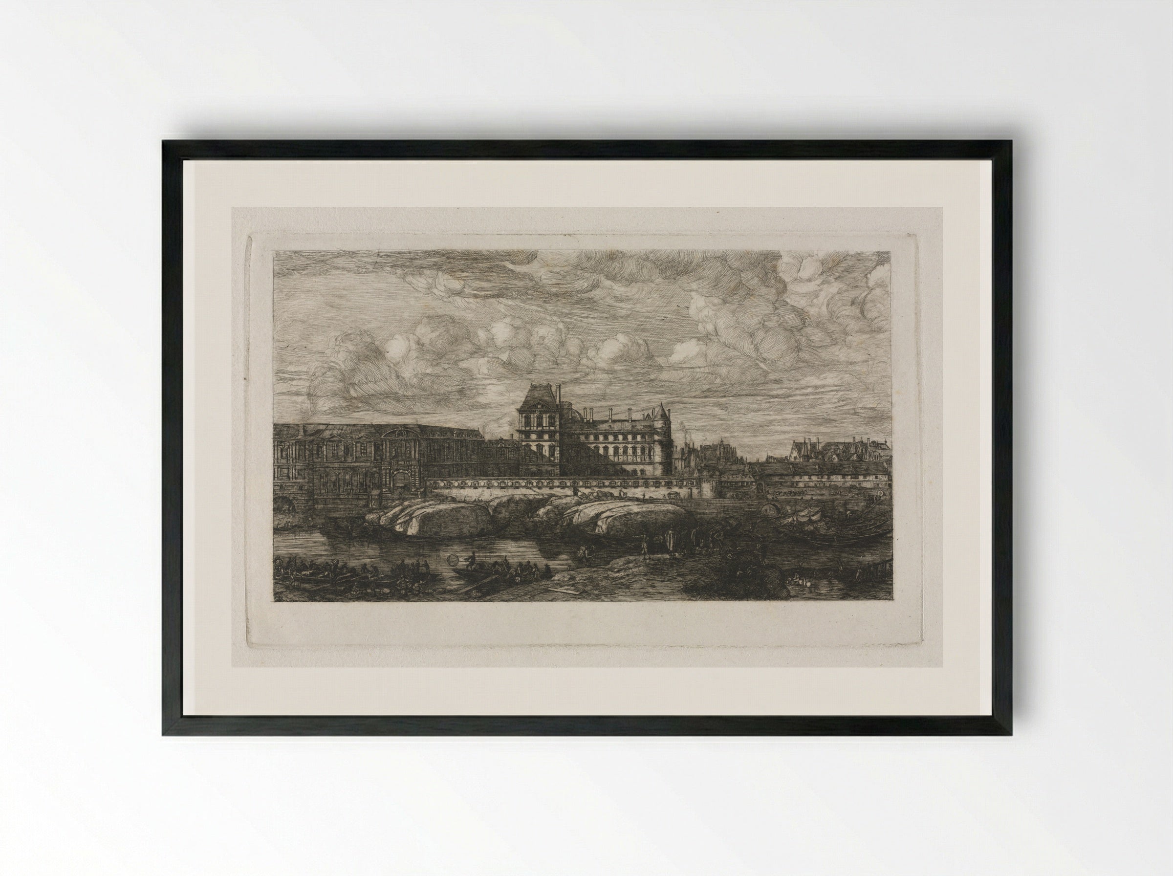 The Old Louvre - Charles Meryon - Framed Print Black