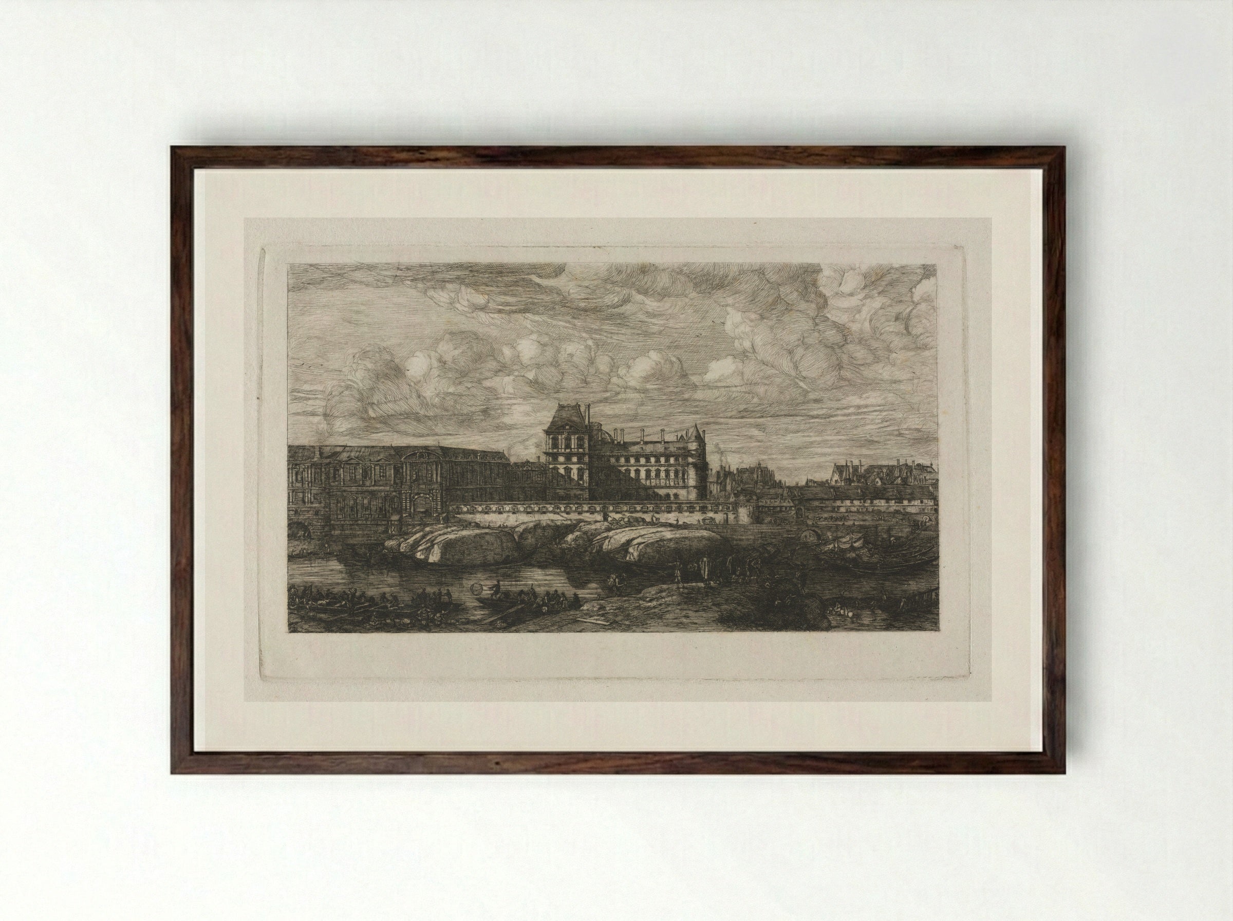 The Old Louvre - Charles Meryon - Framed Print Dark Wood