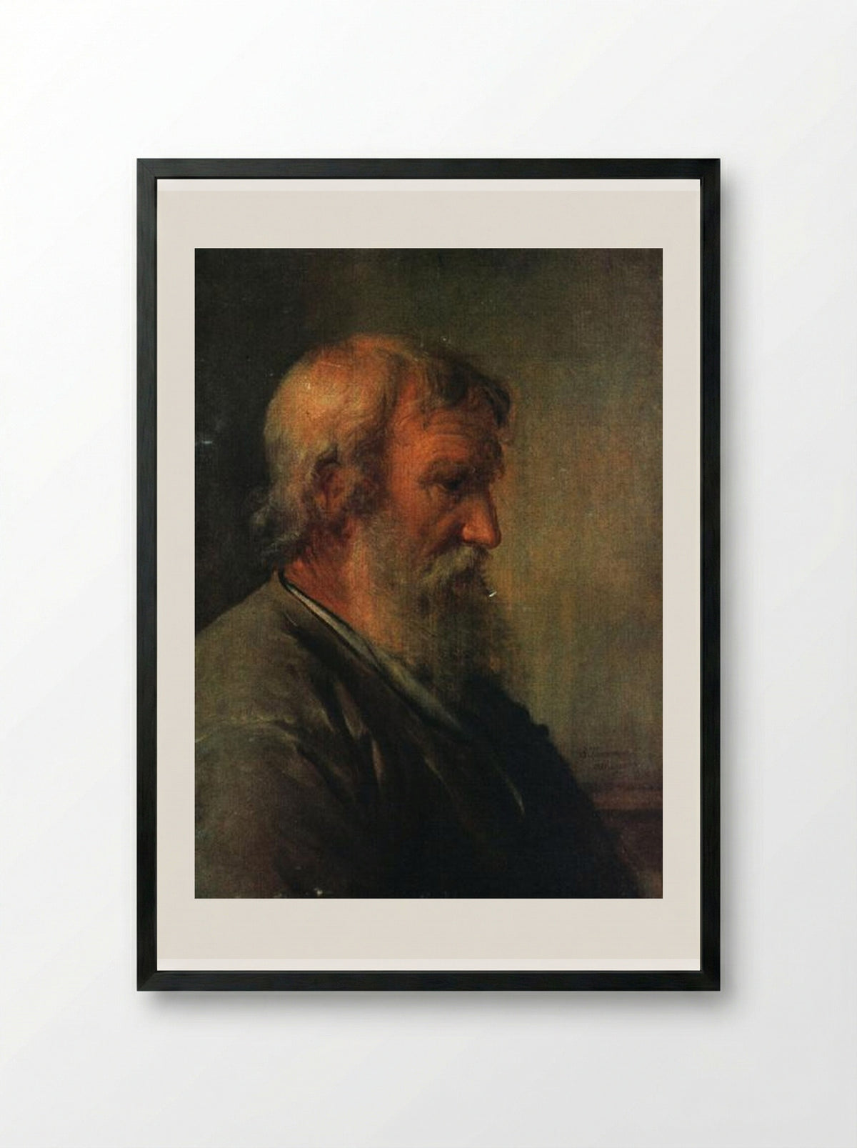 The Old Man Farmer - Vasily Tropinin - Framed Print Black