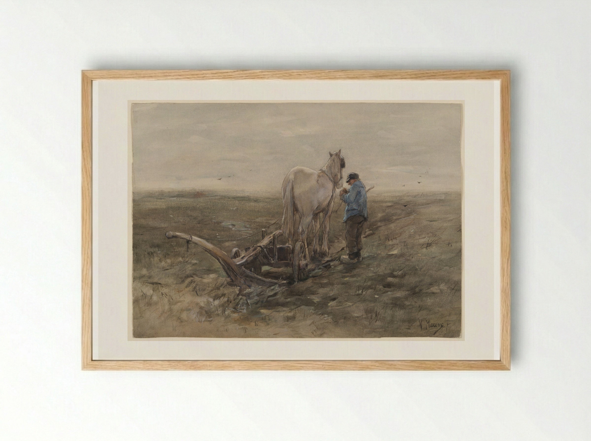 The Old Ploughman - Anton Mauve - Framed Print Wood