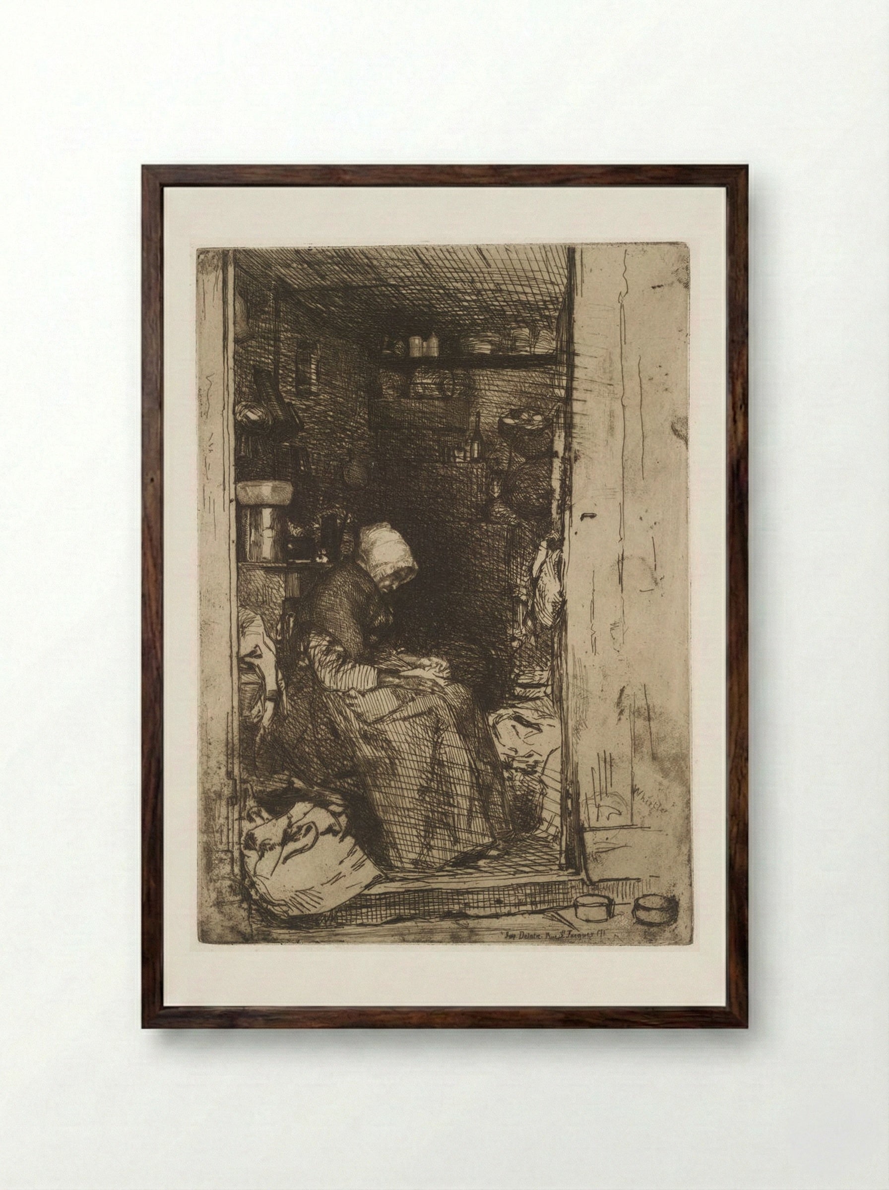 The Old Rag Picker - James Abbott McNeill Whistler - Framed Print Dark Wood
