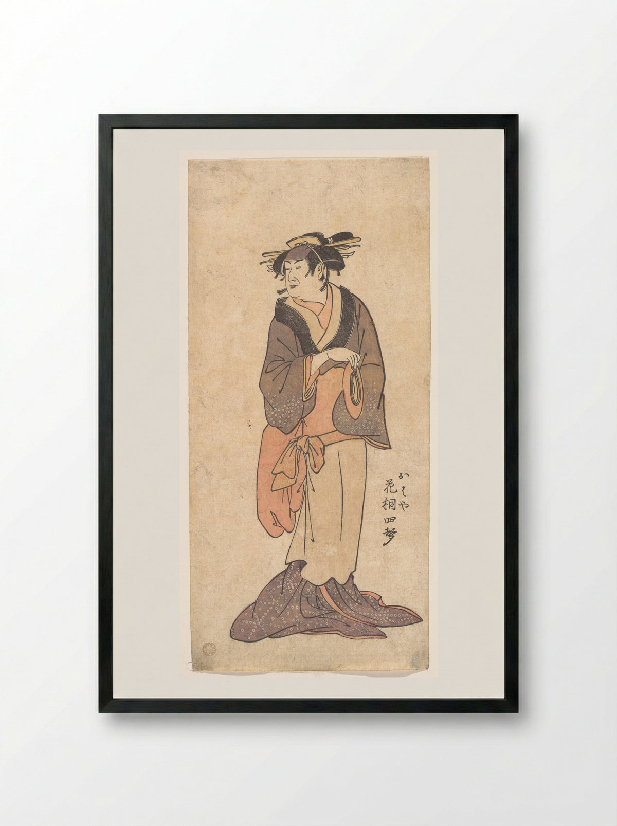 The Onnagata Actor Hanagiri Toyomatsu III as Ohaya - Ryūkōsai Jokei - Framed Print Black