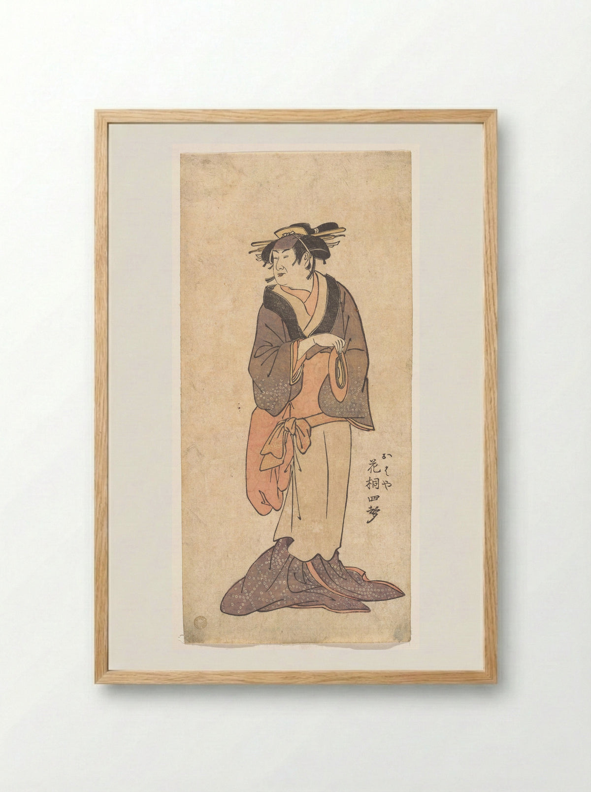The Onnagata Actor Hanagiri Toyomatsu III as Ohaya - Ryūkōsai Jokei - Framed Print Wood