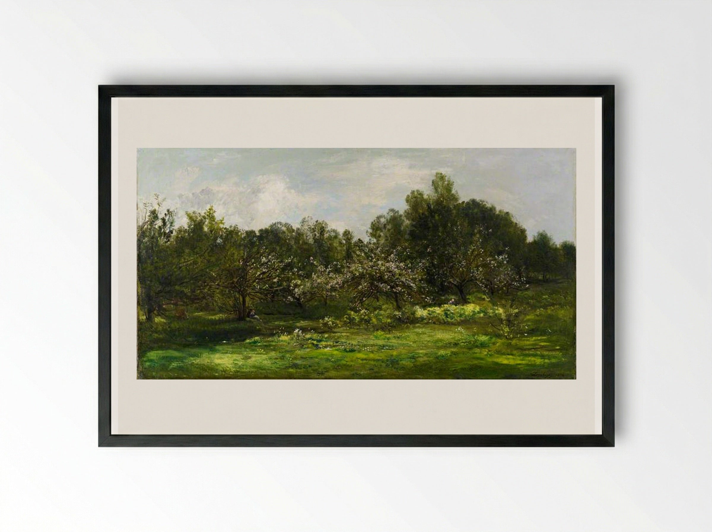 The Orchard - Charles-François Daubigny - Framed Print Black