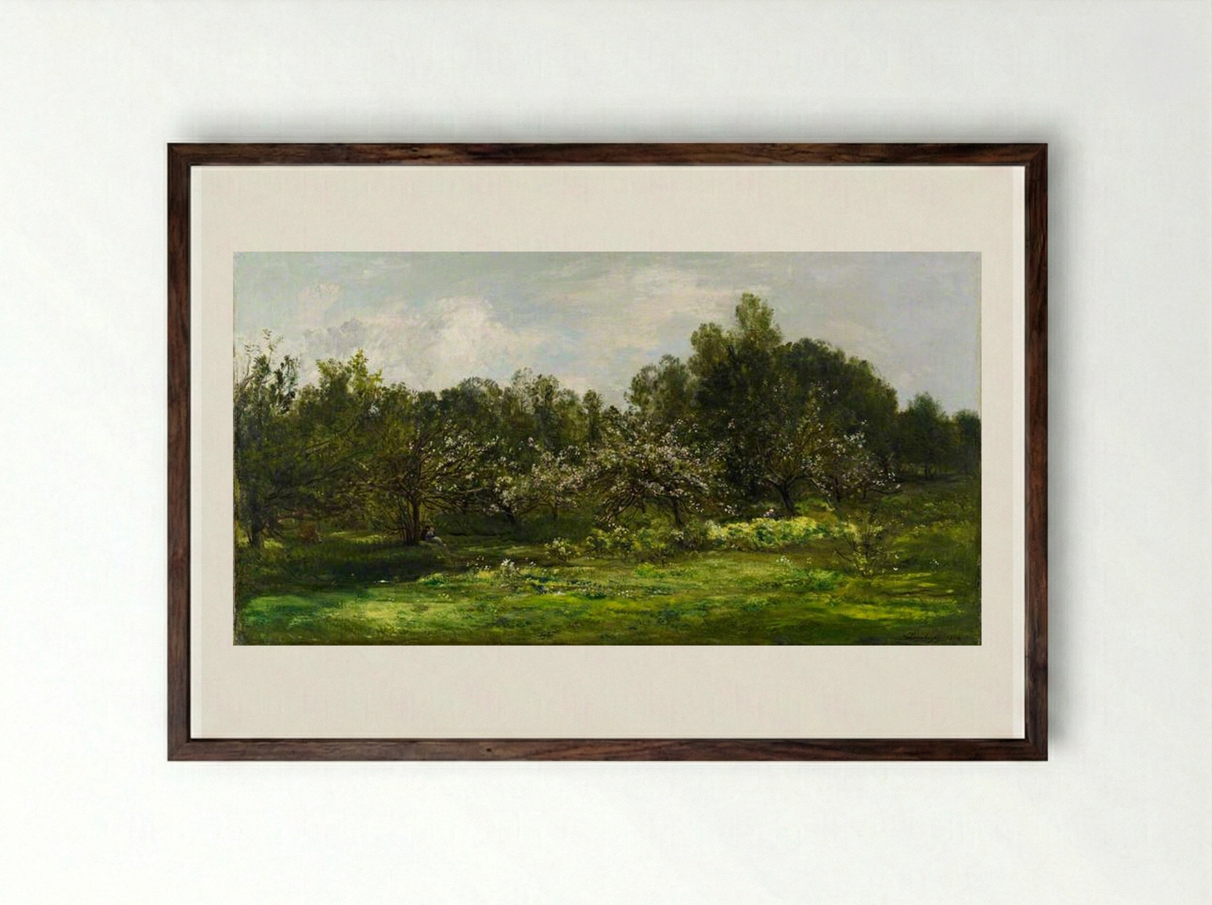 The Orchard - Charles-François Daubigny - Framed Print Dark Wood