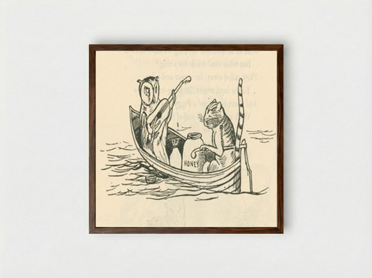 The Owl and the Pussycat - Edward Lear - Framed Print Dark Wood