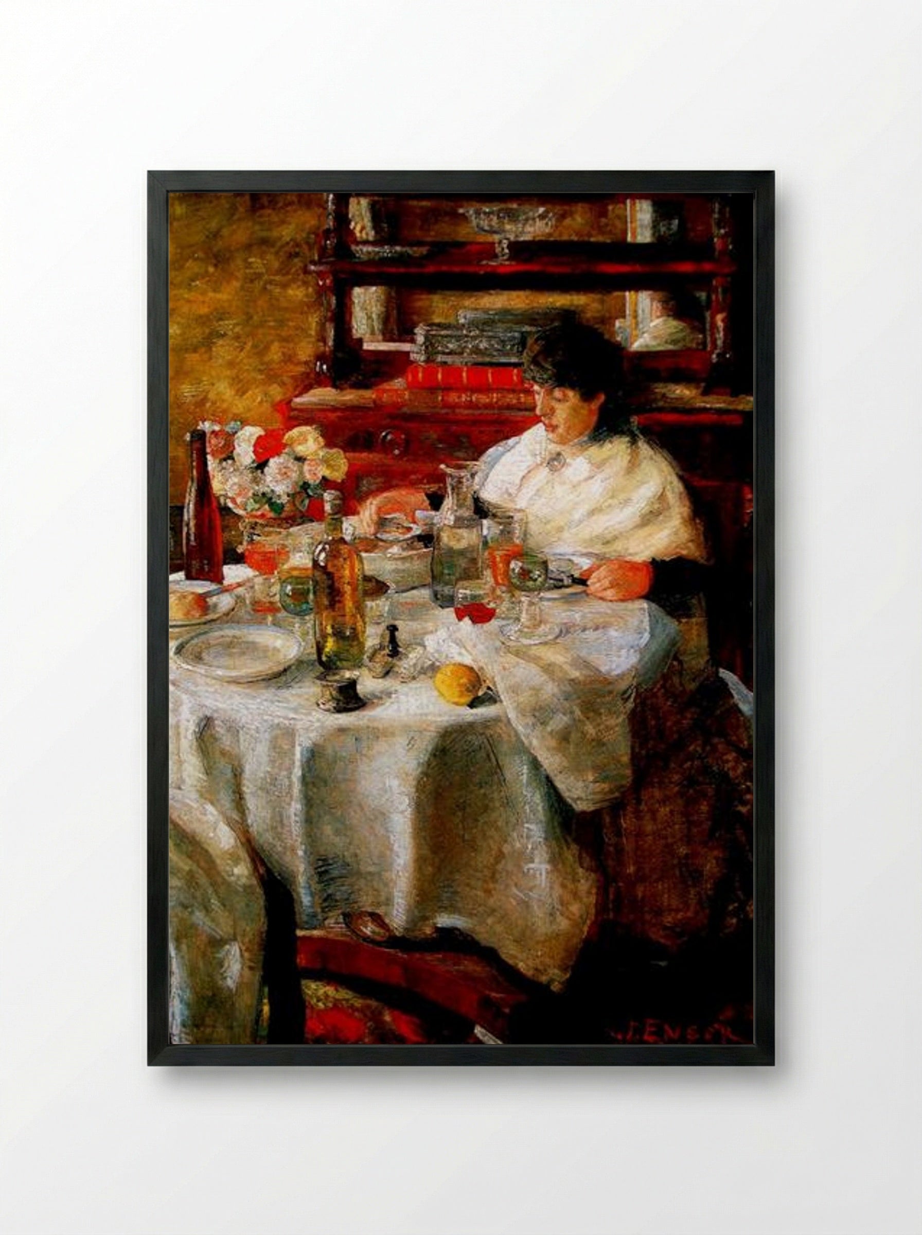 The Oyster Eater - James Ensor - Framed Print Black