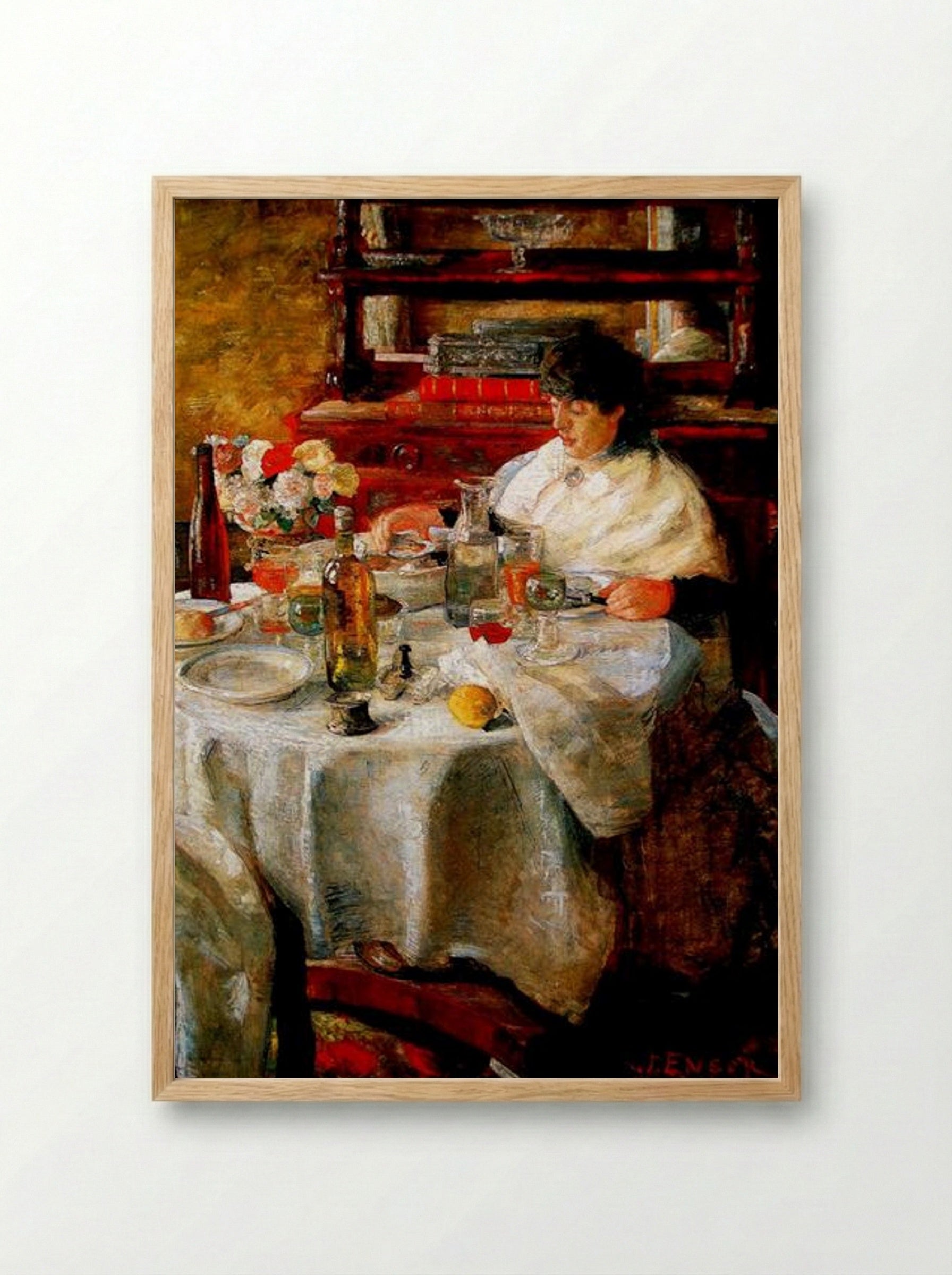 The Oyster Eater - James Ensor - Framed Print Wood