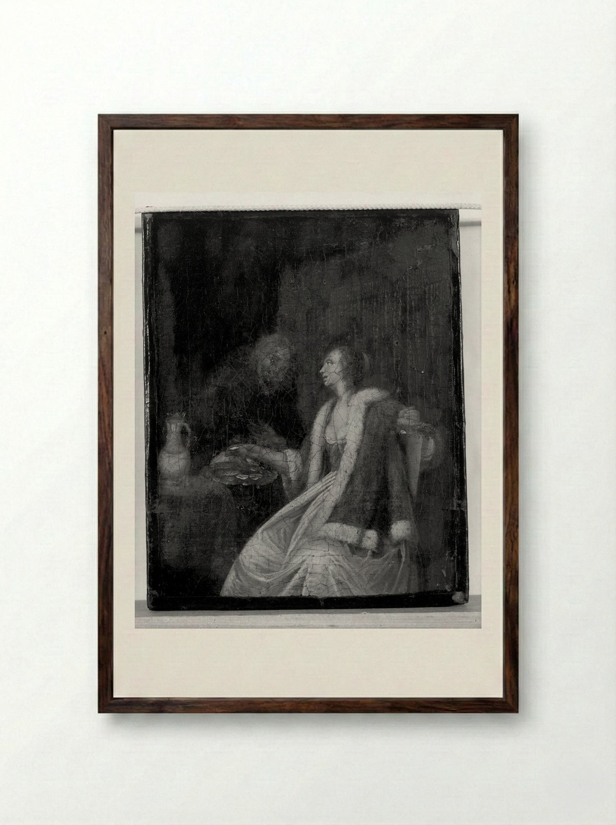 The Oyster Meal - Frans van Mieris the Elder - Framed Print Dark Wood