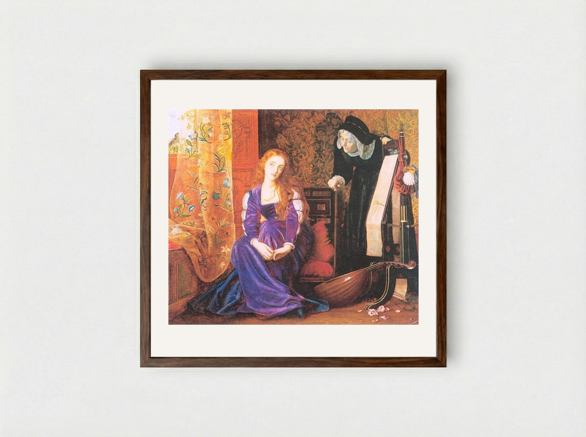 The Pained Heart (Sigh No More, Ladies) - Arthur Hughes - Framed Print Dark Wood