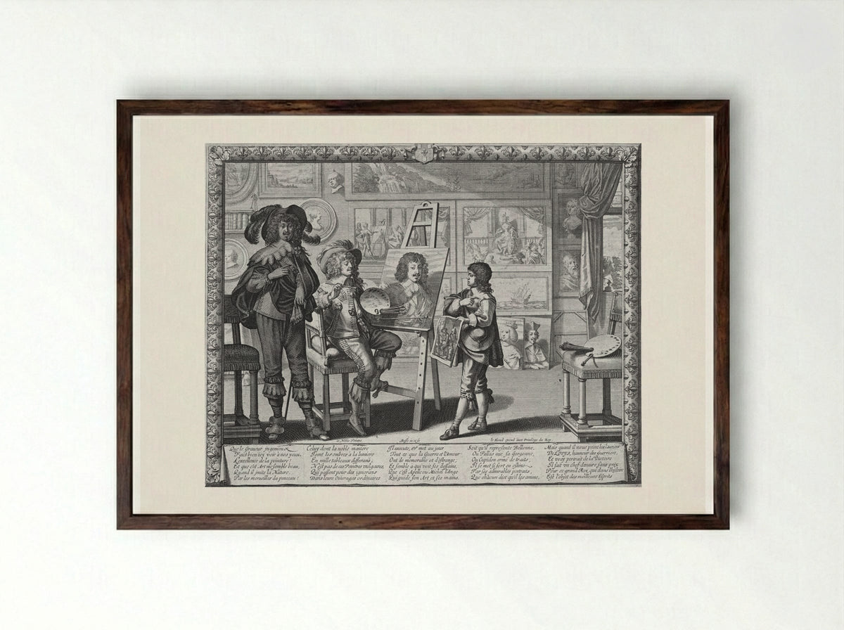 The Painter in His Studio - Abraham Bosse - Framed Print Dark Wood