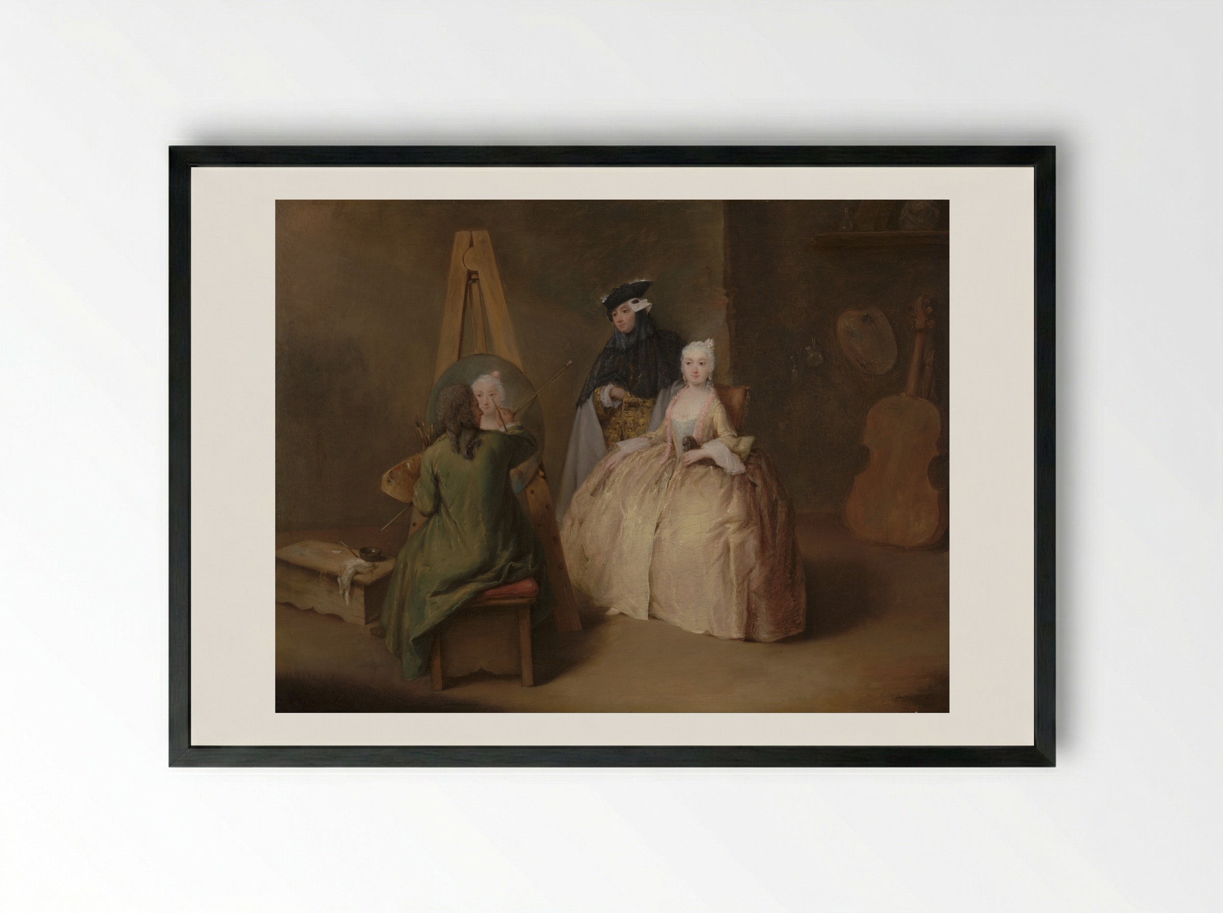 The Painter in his Studio - Pietro Longhi - Framed Print Black