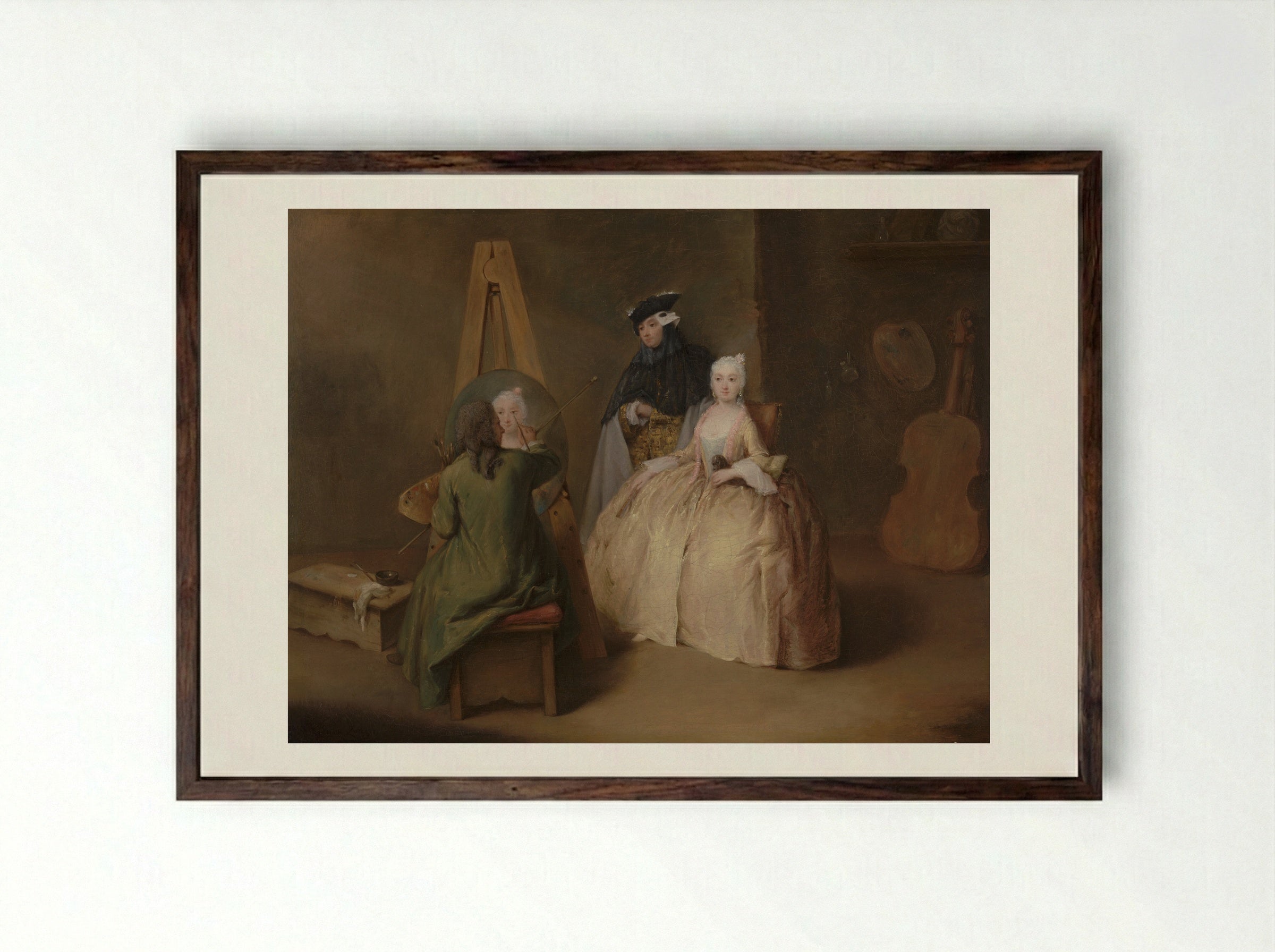The Painter in his Studio - Pietro Longhi - Framed Print Dark Wood